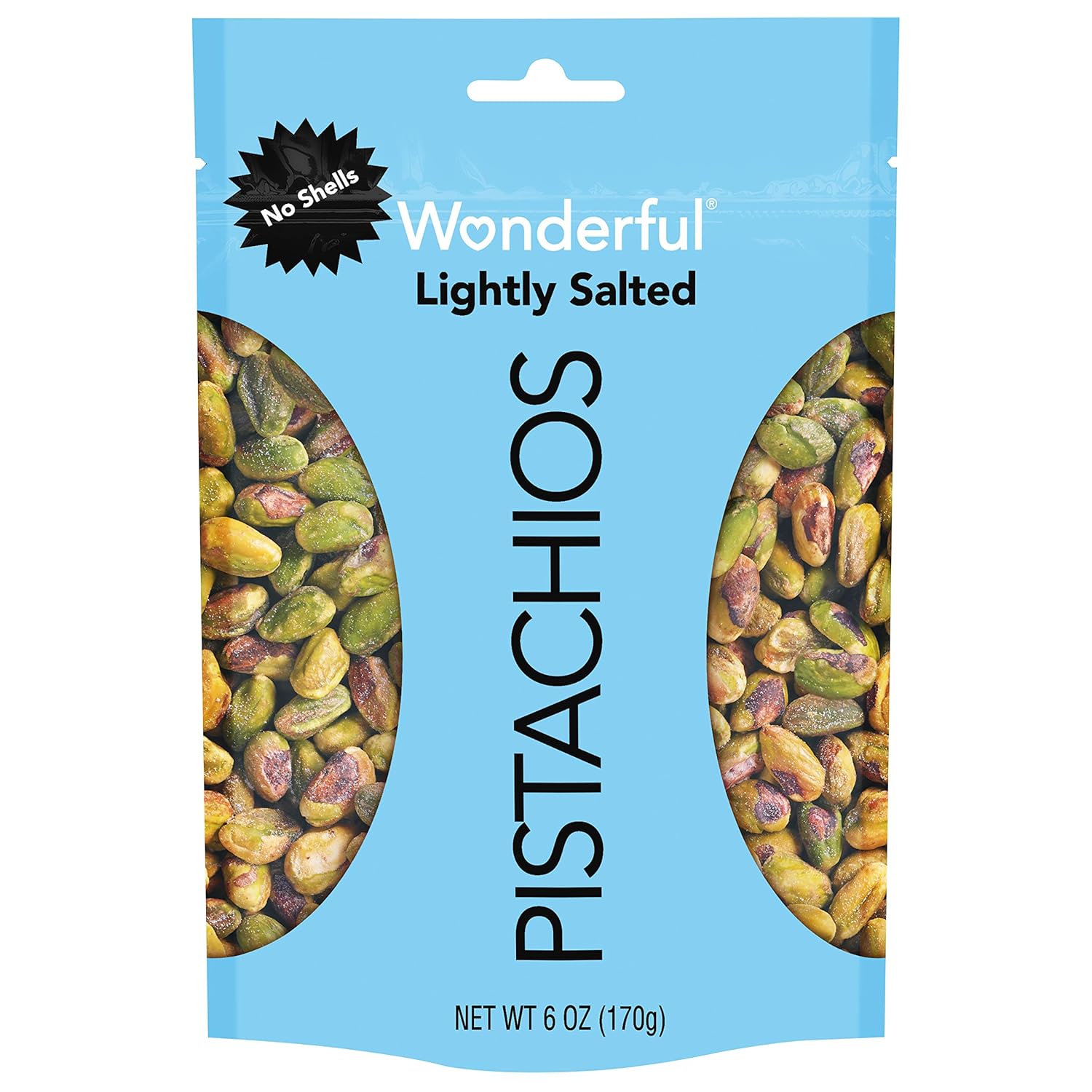 Wonderful Lightly Salted Shelled Pistachios, 6oz Resealable Pouch - Gluten-Free, Non-GMO California Grown Snack