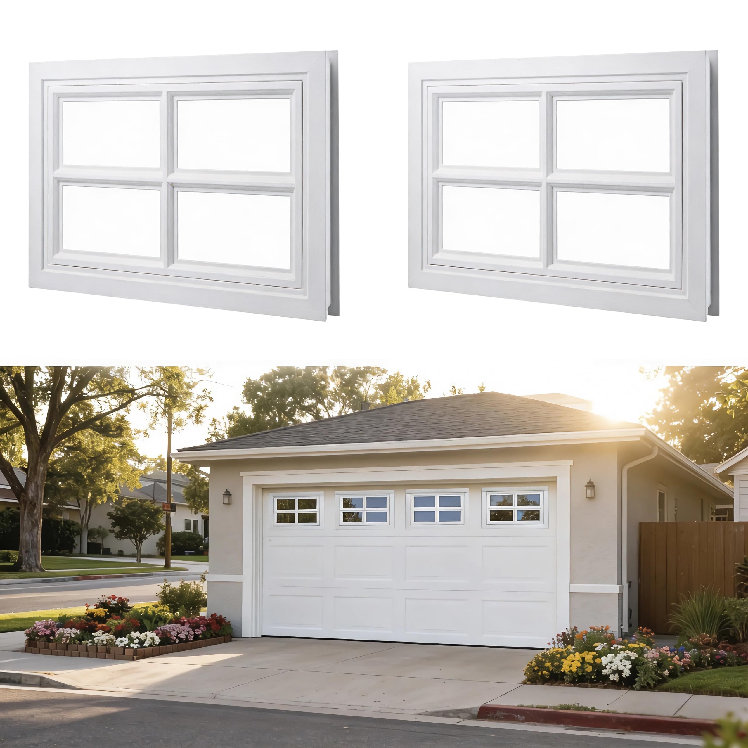 Photo 1 of 2 Pack Cross Garage Door Windows, 20.7" x 13.8" Replacement Vinyl Window Inserts with Acrylic Transparent Panel for Garage Door, Cabins, Storage Rooms, Workshops