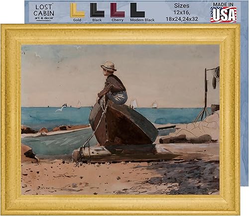 Cabina perdida esperando a papá por Winslow Homer Impresión en marco biselado dorado Reproducción de pintura de obras de arte fino Regalo de Cabina perdida esperando a papá por Winslow Homer Impresión en marco biselado dorado Reproducción de pintura de obras de arte fino Regalo de