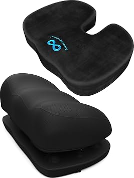 Everlasting Comfort Seat Cushion and Foot Rest Bundle Ergonomic Memory Foam Support for Tailbone, Sciatica, and Posture Relief at Work, Home, or Gaming