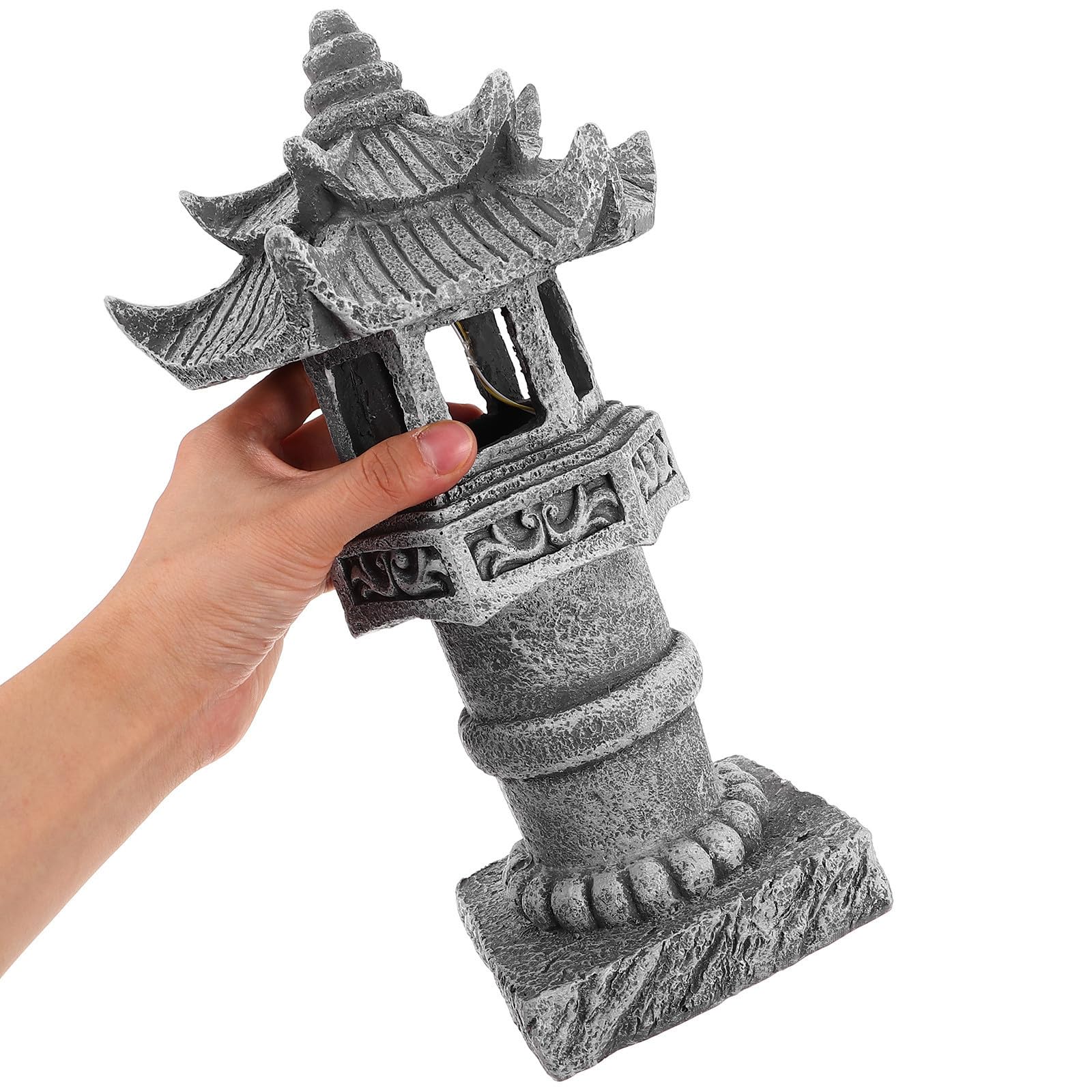 GLEAVI Estatua de Pagoda de Jardín de Resina Resistente al Clima Diseño Elegante para Césped y Patio, Linterna Zen Japonesa para Decoración Exterior