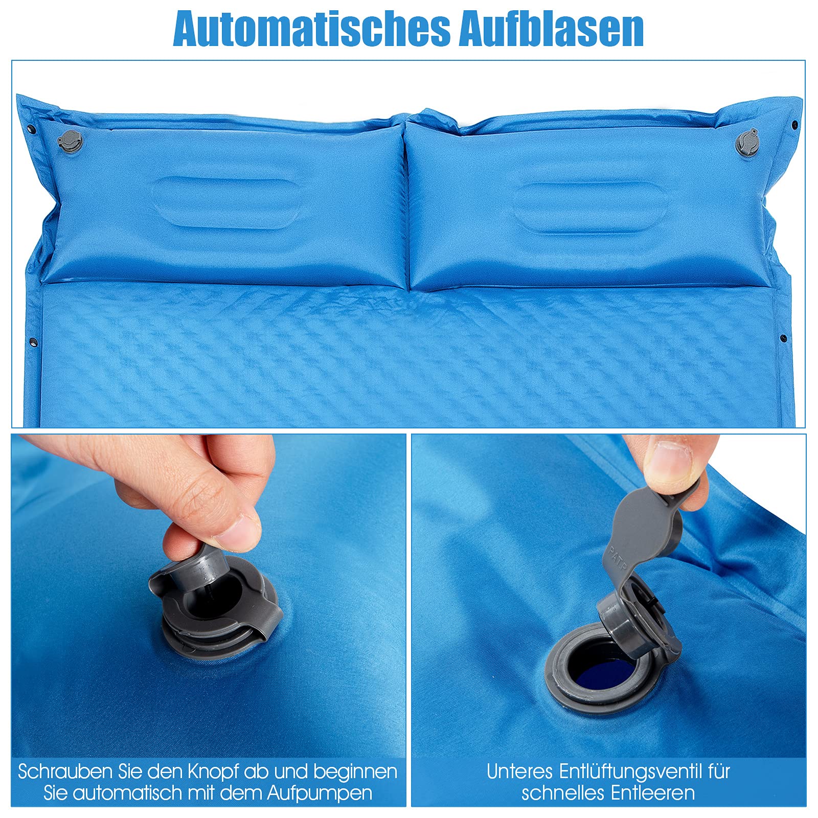 Slaapmat voor kamperen Comfort zelfopblazend 132 cm 2 personen