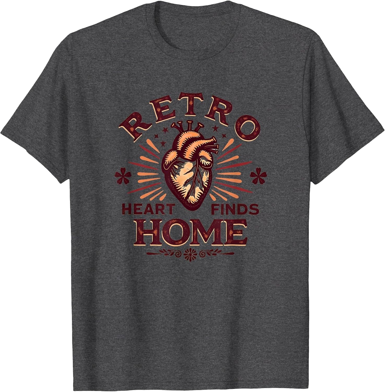Retro Heart Finds Home Vintage Love Design T-Shirt image 5