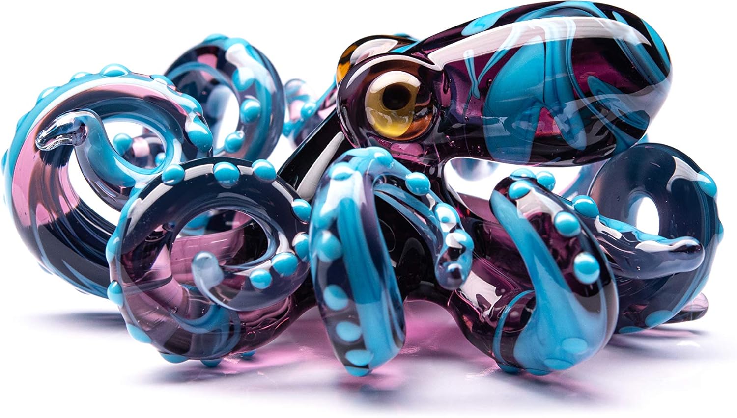 The Purple turquoise Kracken Collectible Wearable Boro Glass Octopus Necklace/Blown Glass Octopus figurine
