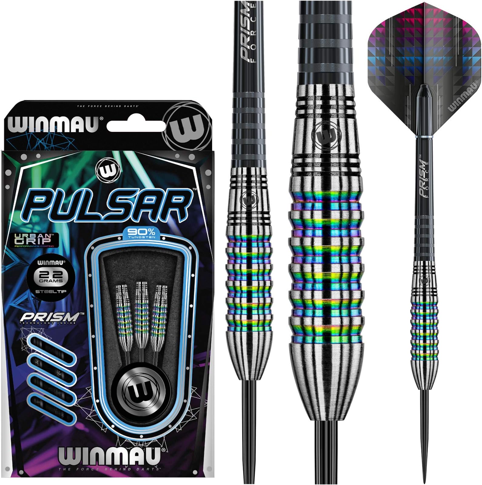 Winmau Pulsar 22g Tungsten Darts with Prism Flights and Shafts (Stems)