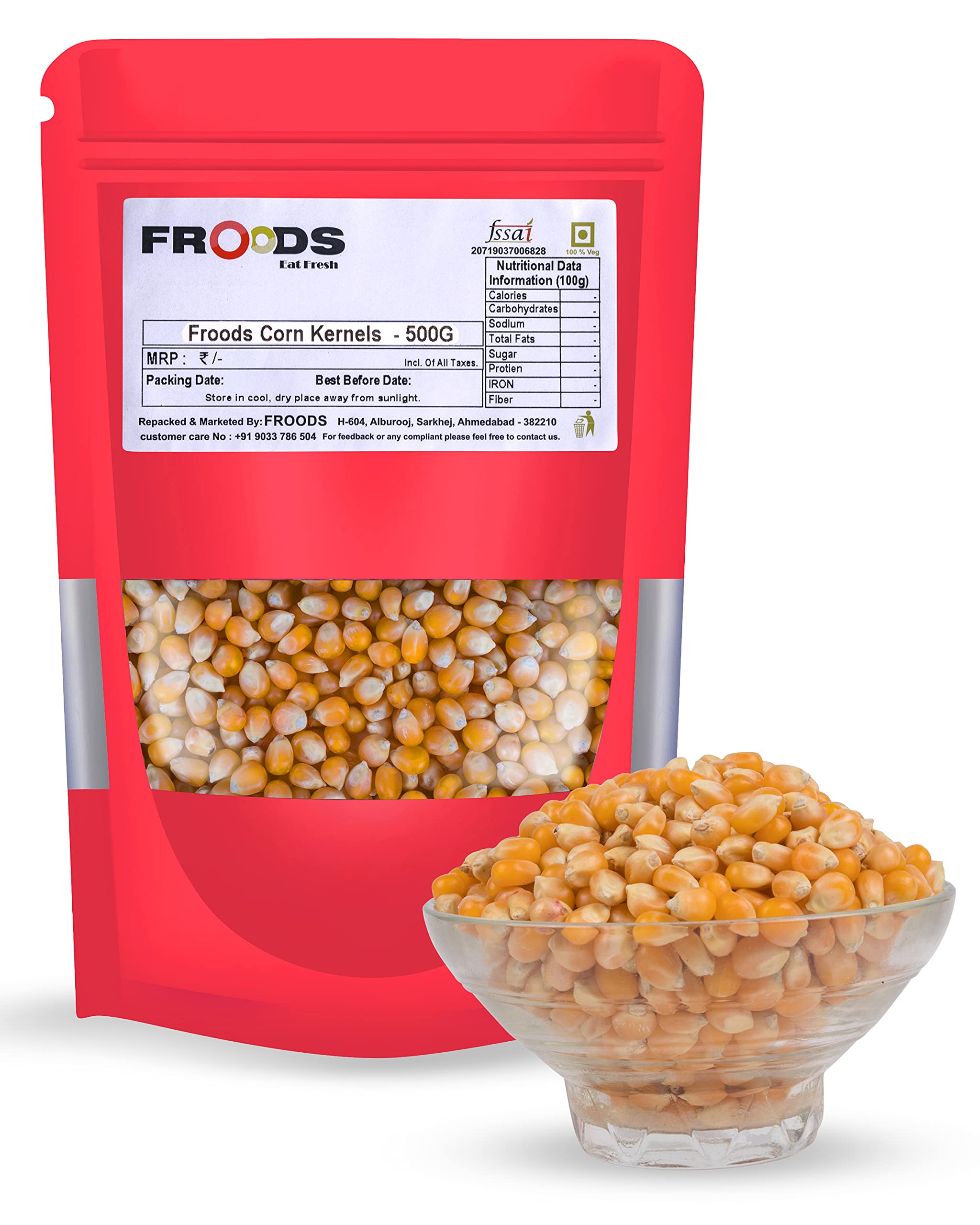 Froods Popcorn Kernels, Big Size Popcorn Seeds (500G)