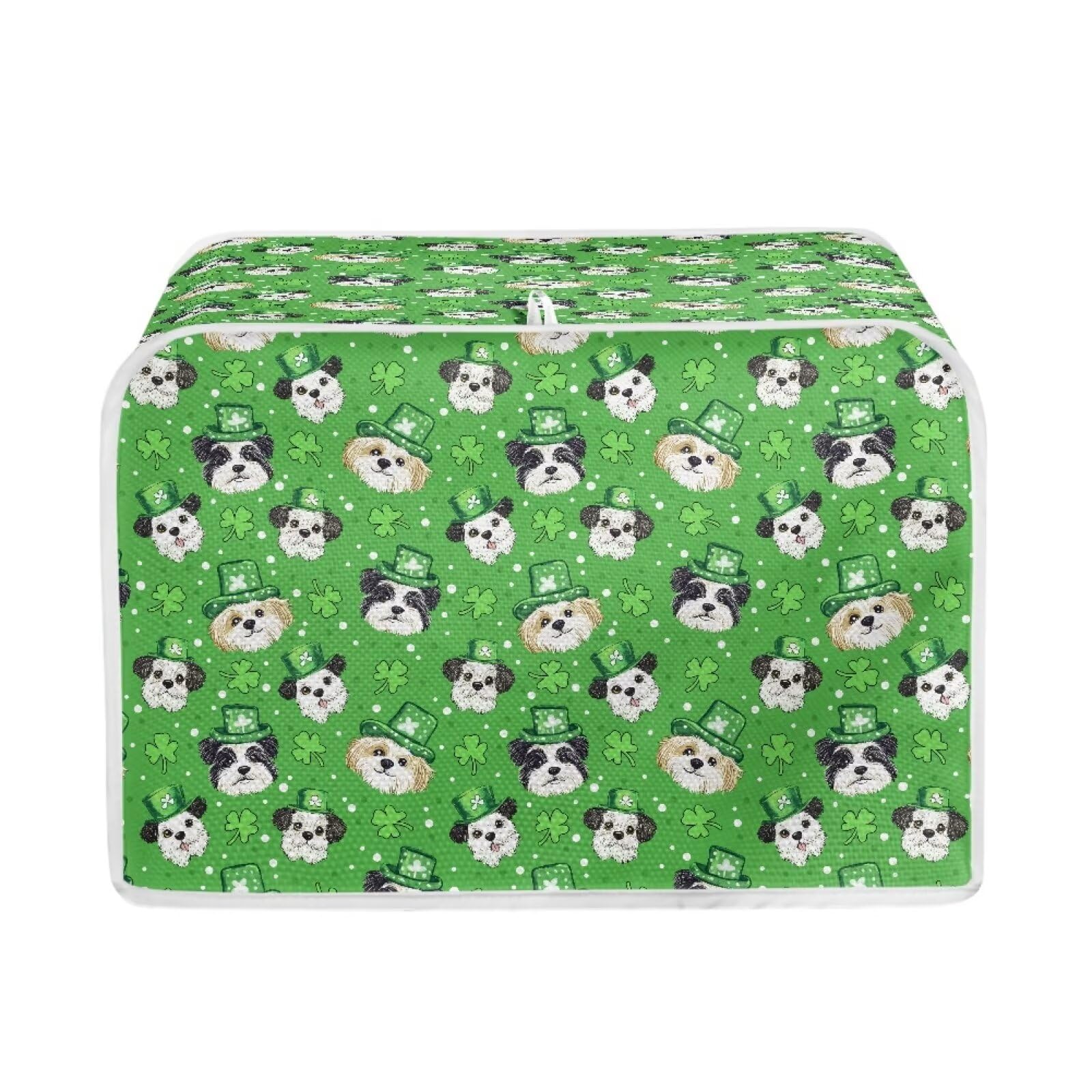 Xoenoiee Schnauzer Dog Shamrock Pattern Toaster Covers Bread Maker Cover, 4 Slice Kitchen Small Appliance Covers, Microwave Toaster Oven Cover Toasters St. Patrick's Day Kitchen Accessories