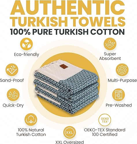 Miniatura 114 de Gold CASE - Juego de 4 toallas de mano turcas para baño, toallas de baño 100% algodón, toalla pequeña de cocina Helen para spa, cara, té y paño