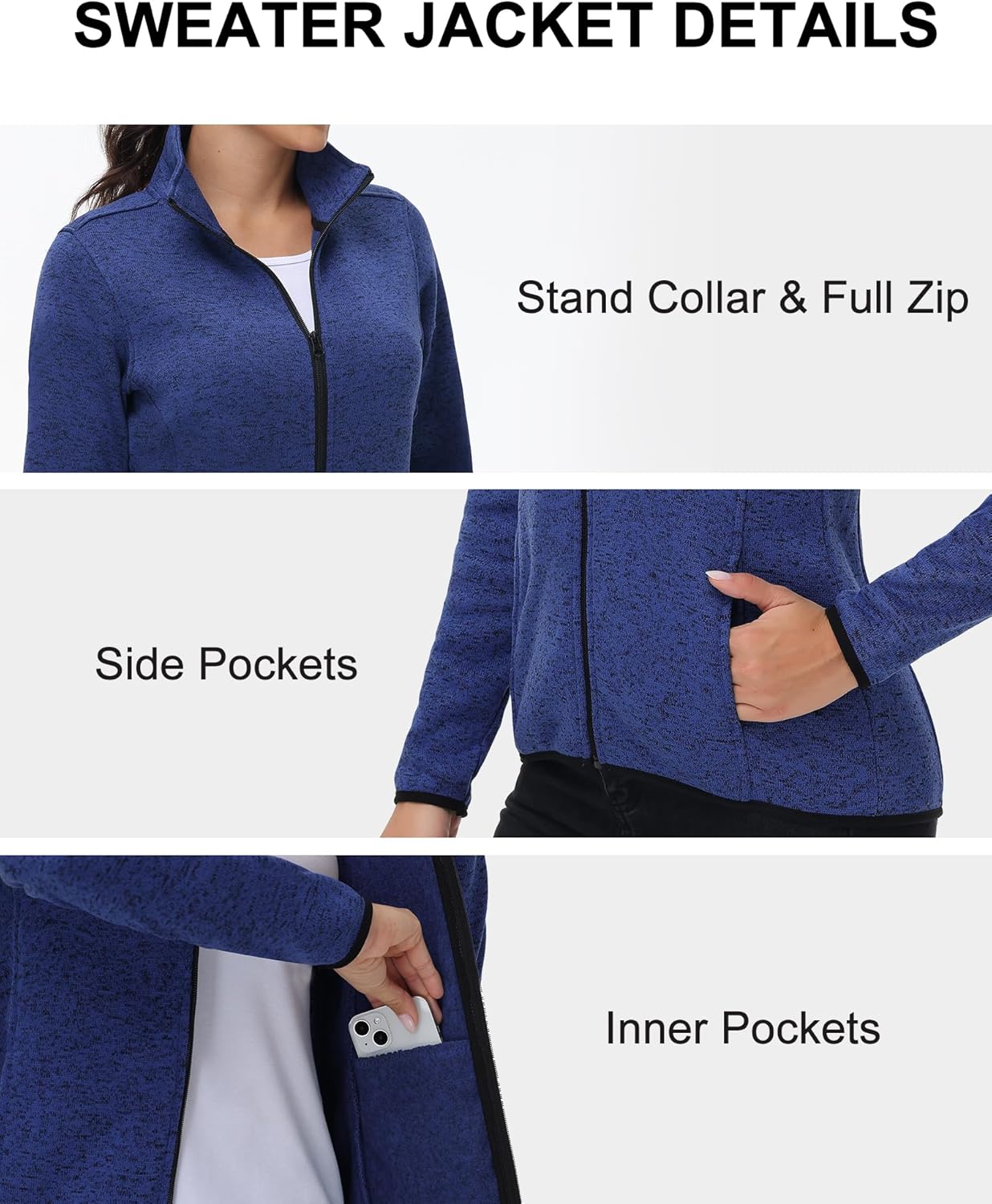 COZZYON Women Fleece Zip Up Jacket Light Sweater Jacket