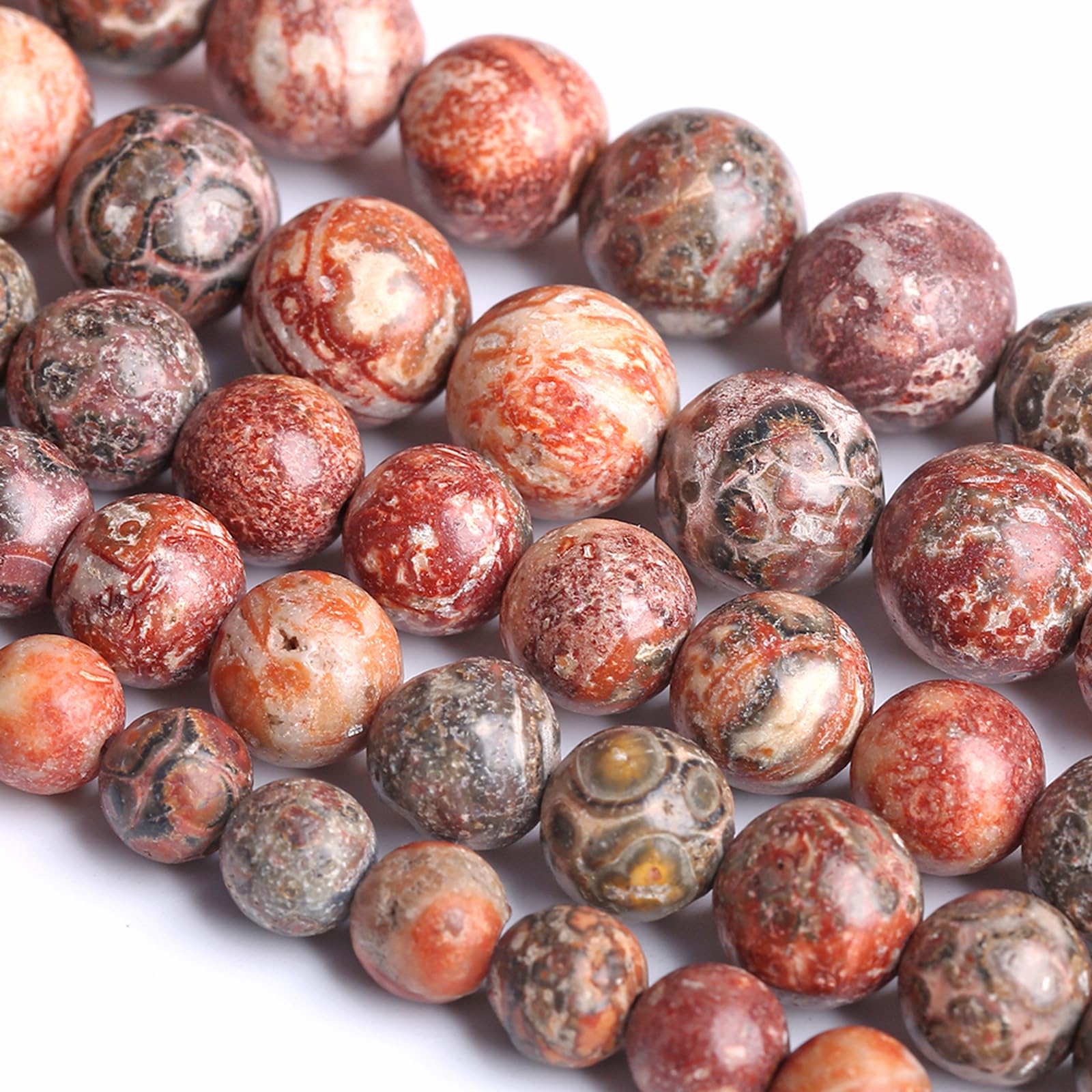 12MM 30PCS Red Leopard Jasper Natural Stone Spacer Loose Beads for Jewelry Making DIY Bracelet Accessory