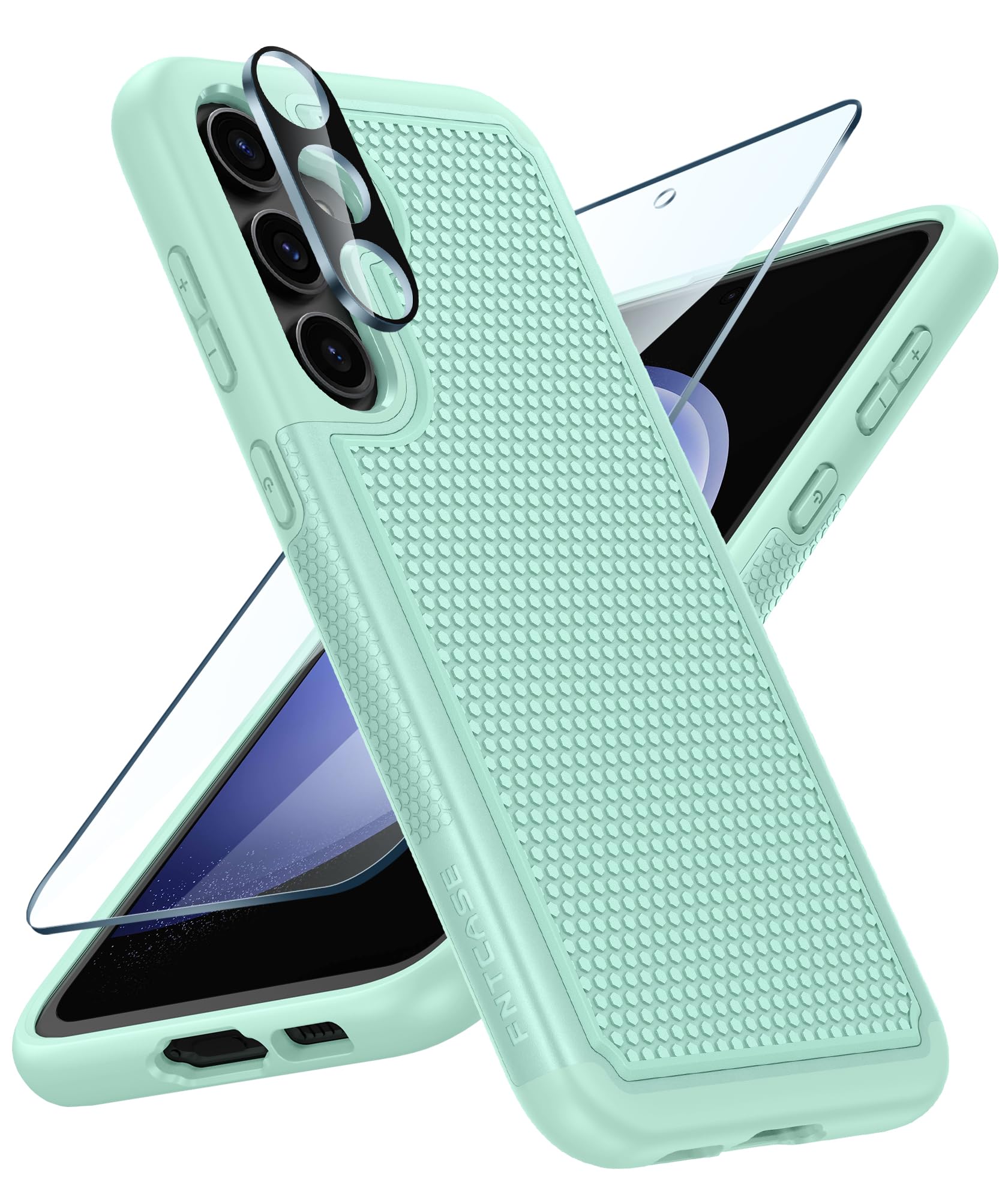 FNTCASE for Samsung Galaxy S23-FE Case: Dual Layer Protective Heavy Duty Cell Phone Cover Rugged Full Body Drop Protection Military Grade Shockproof Phone Case (Mint Green)