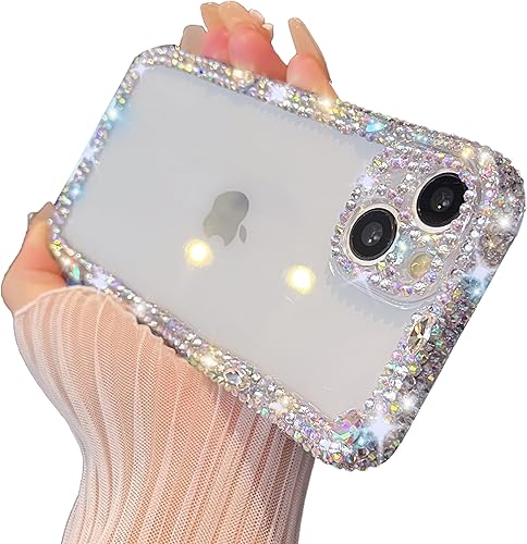 Caseative Funda para iPhone 15 Plus, con purpurina brillante y cristal suave compatible con iPhone para mujeres y niñas (blanco, iPhone 15 Plus)