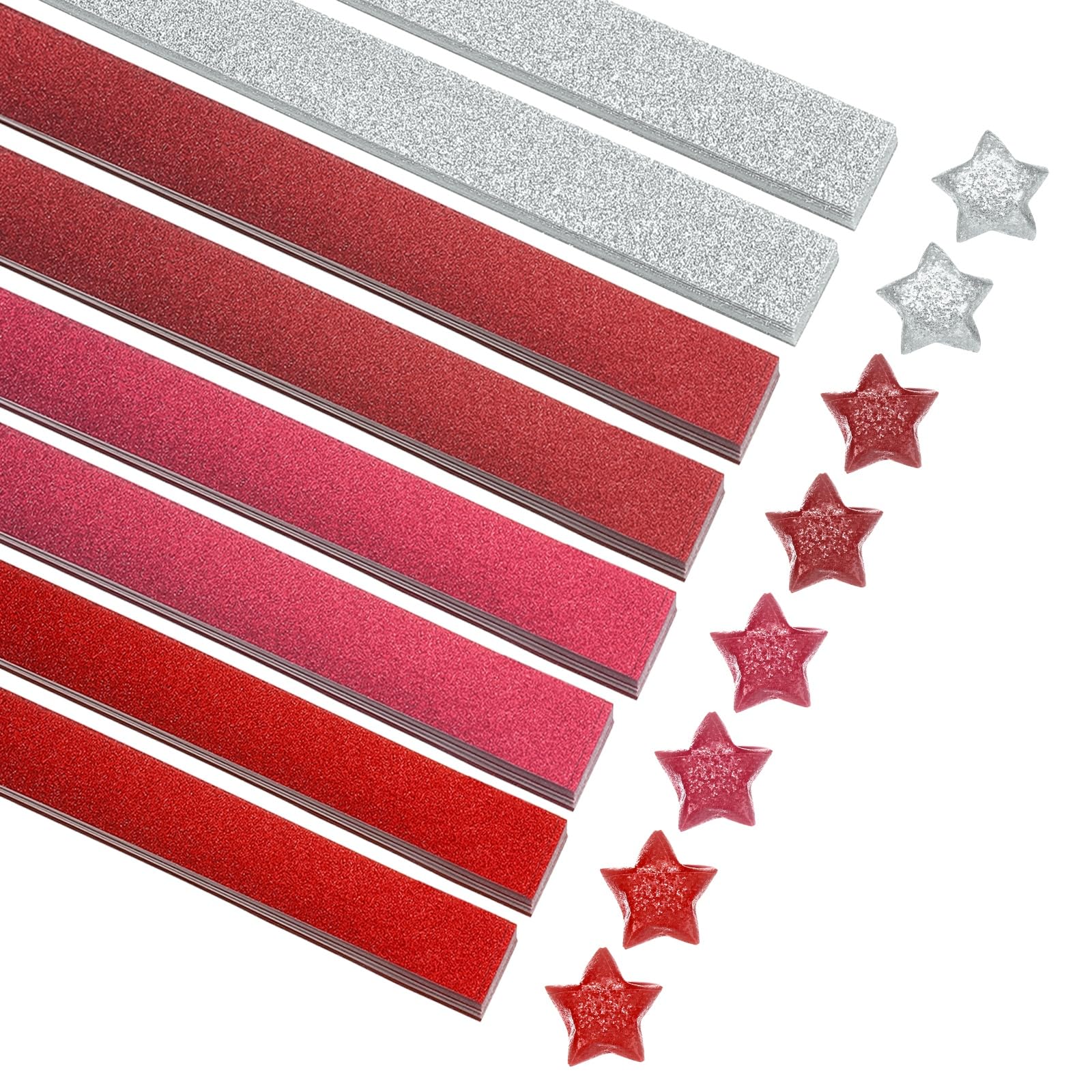 sourcing map 200 Sheets Origami Paper Glitter Stars Papers Gradient Red Fold Paper for Beginner Arts Crafts Projects,0.4 x 8.7 Inch