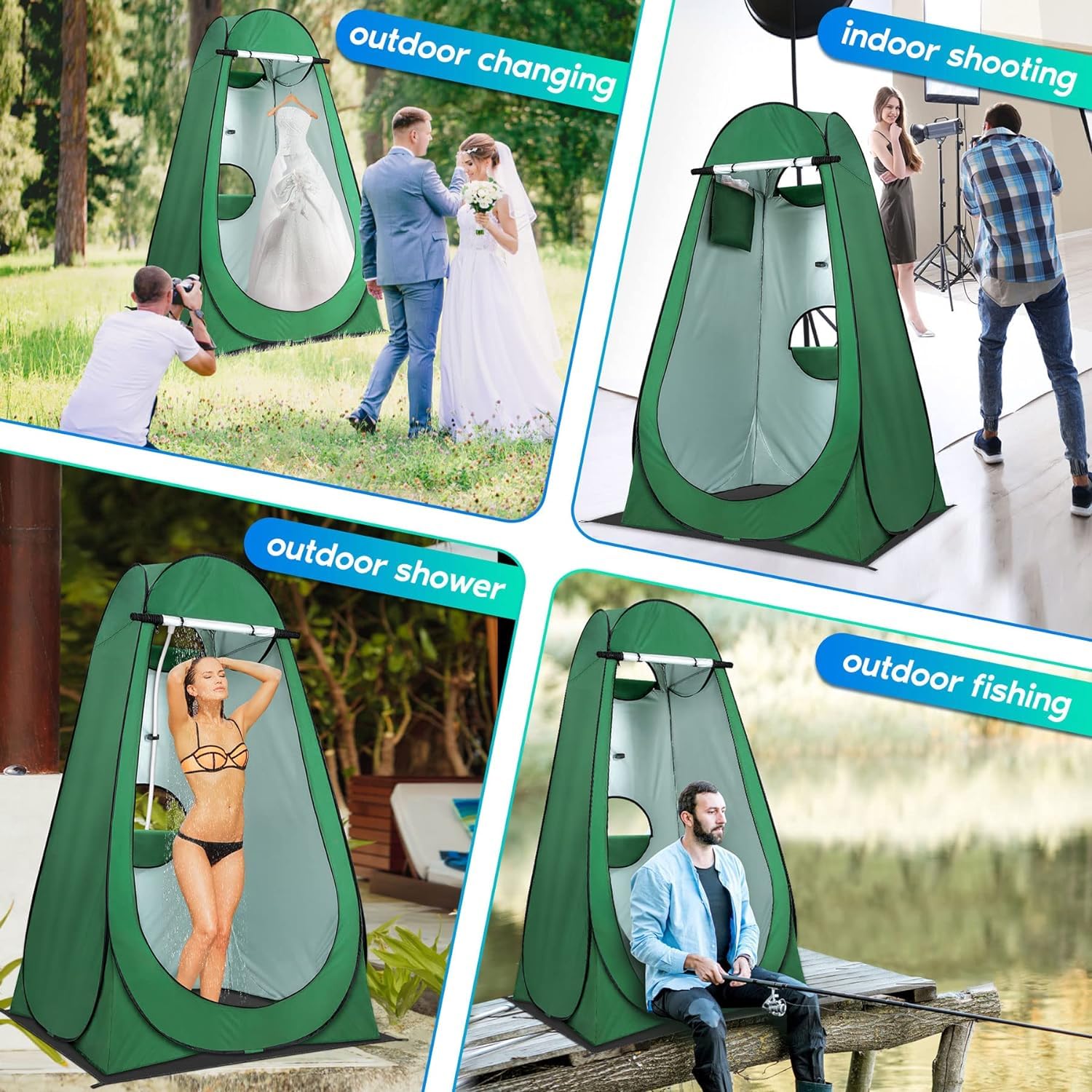 WONSEFOO Tente de Douche Pop-up Portable pour Toilettes privées | Protection UV et résistance à l'eau | Design Pop-up Pliable | 4 Personnes | Camping et randonnée