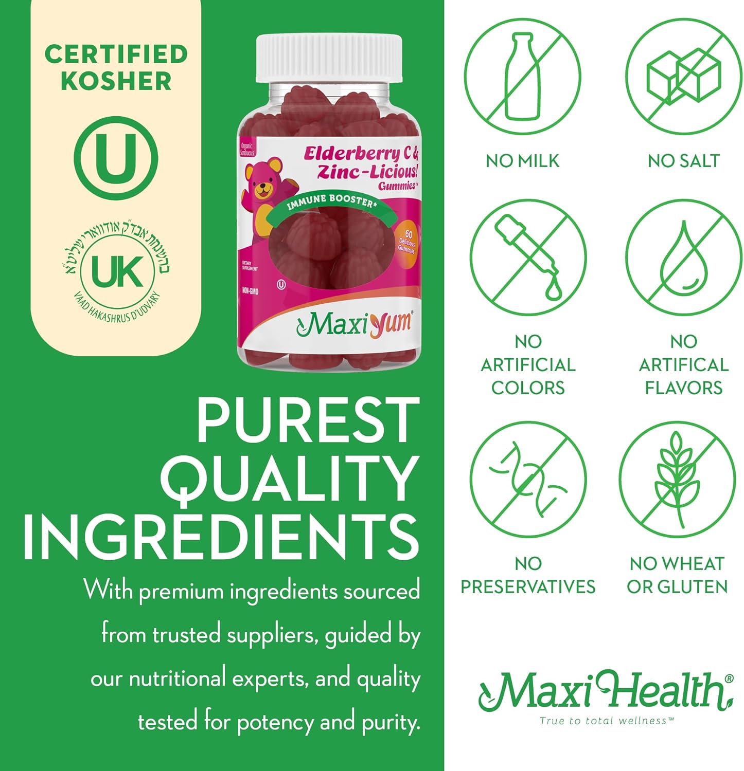 Elderberry Gummies with Zinc & Vitamin C Herbal Supplement, 100mg