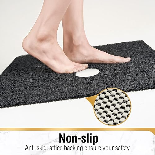 Miniatura 24 de HITSLAM Tapete de ducha cuadrado, tapete de baño antideslizante de 24 x 24 pulgadas para bañera, tapete de bañera de PVC suave con agujeros