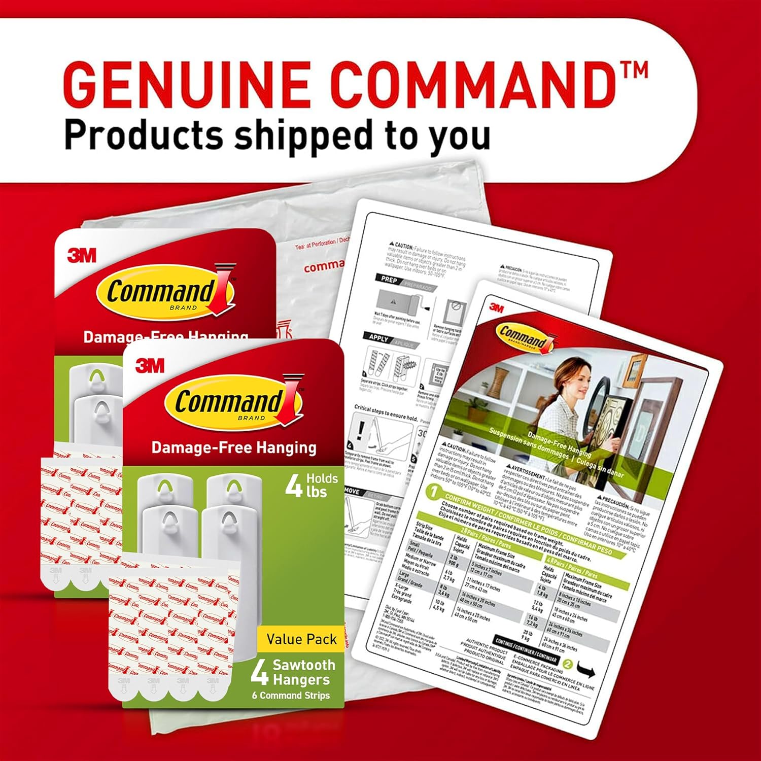 Command Sawtooth Picture Hangers, Damage Free Hanging Frame Hangers, No Tools Wall Hooks for Hanging Sawtooth Frames in Living Spaces, 8 White Picture Frame Hangers and 16 Command Strips - Image 9