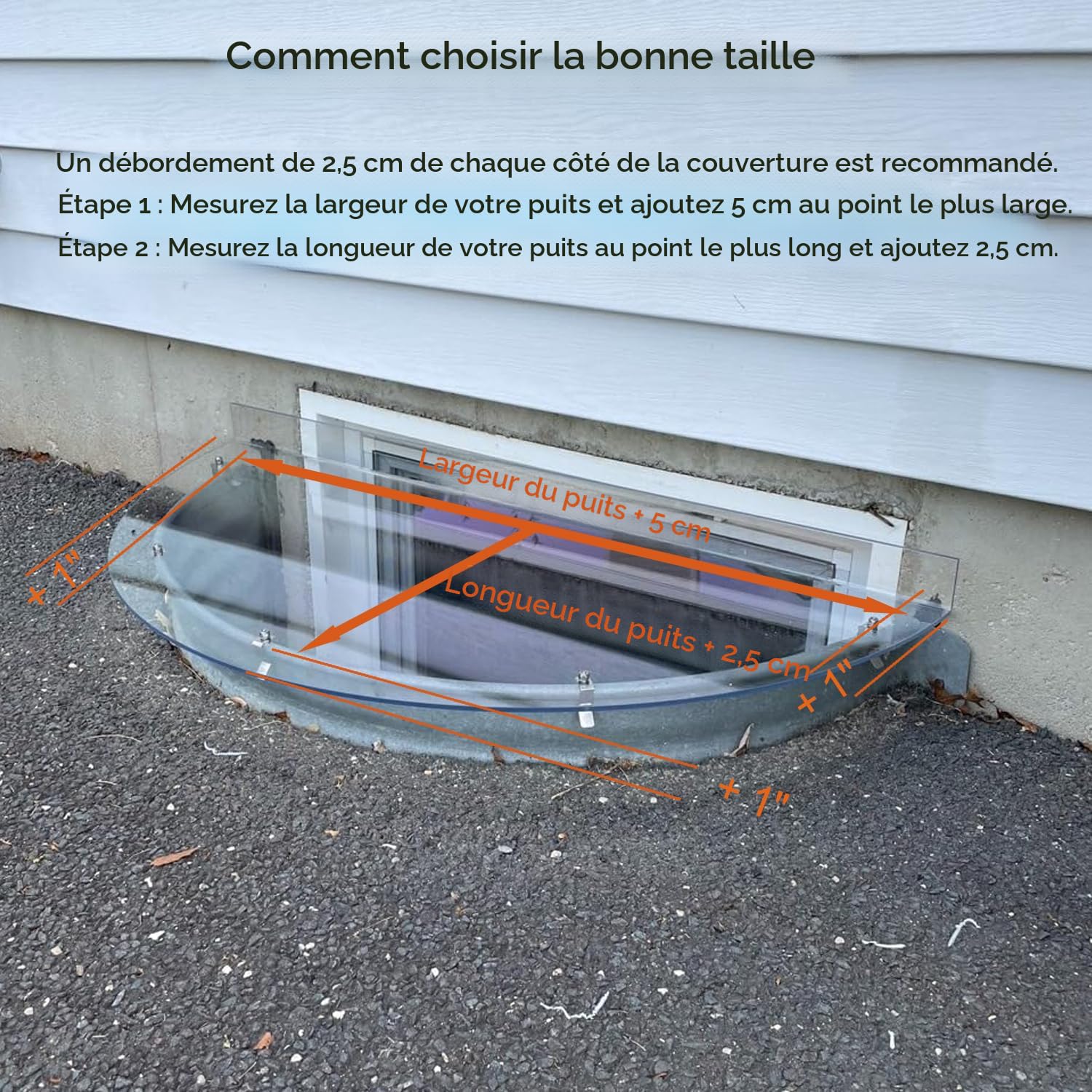 Couvercle De Puits De Fenêtre Incliné Moyen 72x26 Pouces - Polycarbonate Transparent Ultra Résistant