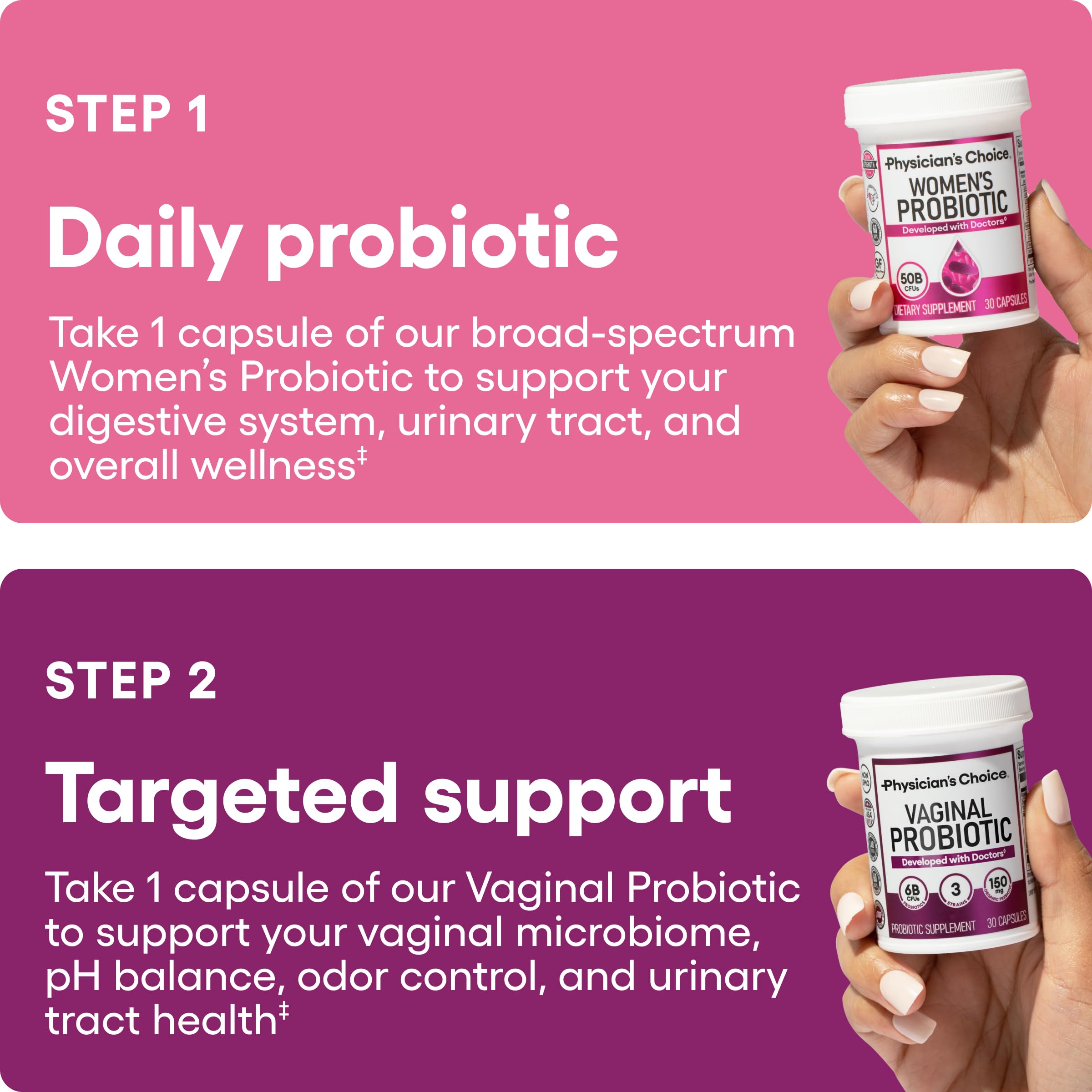 Physician's CHOICE Paquete Dúo Poder Femenino: Probiótico Vaginal + Probiótico para Mujeres