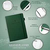 Vista 2 de Legend Planner Libro de registro de cheques - Libro contable para pequeñas empresas y uso personal - Registro de chequera para rastrear
