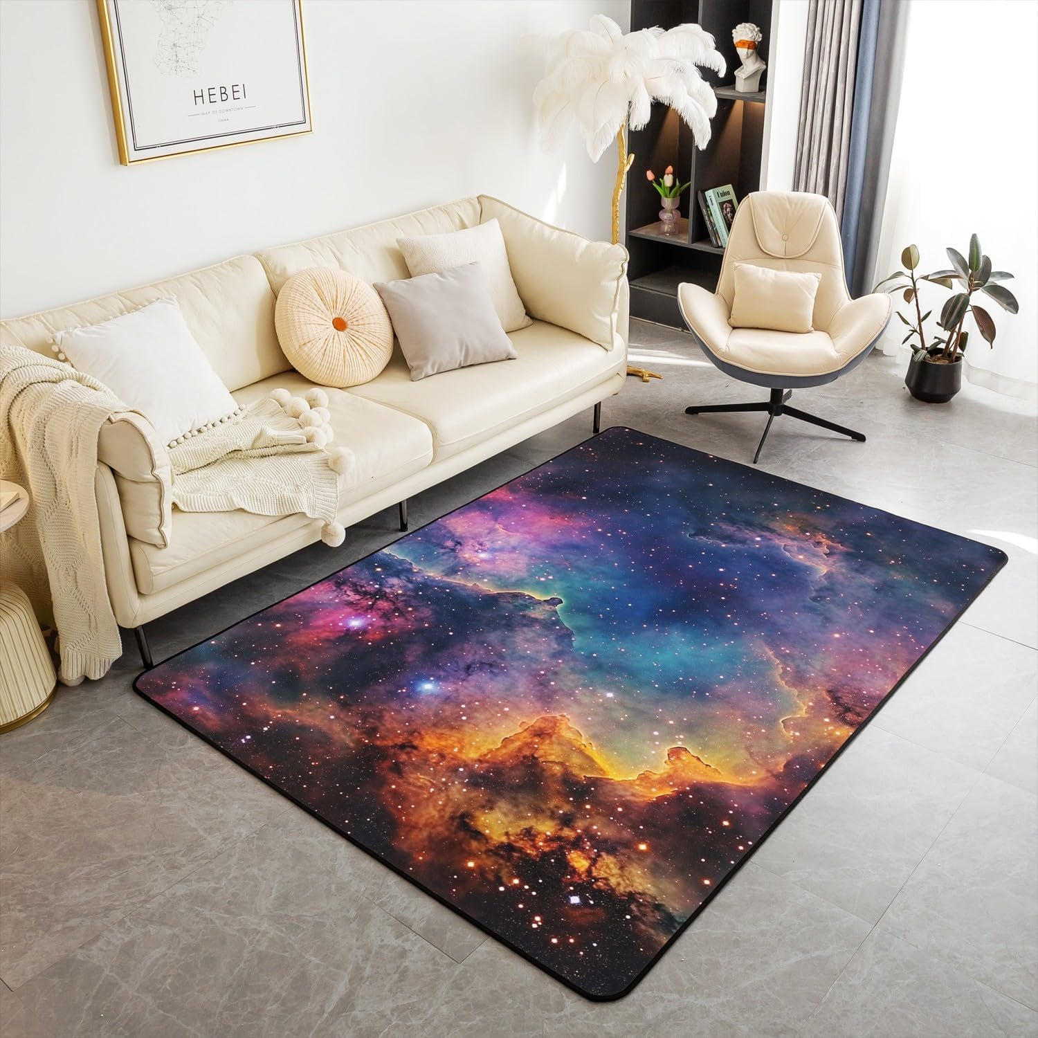 jejeloiu Astronaut Area Rug 3x5 Kids Solar System Rugs for Living Room Bedroom for Boys Girls Teens Universe Planets Decorative Carpet Rug Non-Slip Star Galaxy Indoor Floor Mat Outer Space Accent Rug