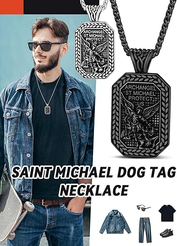 Miniatura 9 de FaithHeart Saint Michael Necklace, Stainless Steel18K Gold Plated St Michael the Archangel Pendant Amulet for Men Women with Gift Packaging