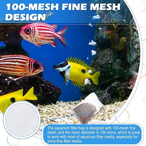 Miniatura 4 de Shappy 15 bolsas de malla de filtro de acuario de 3 tamaños, 150 micrómetros de filtro fino, bolsas con cremallera para biosferas de carbón