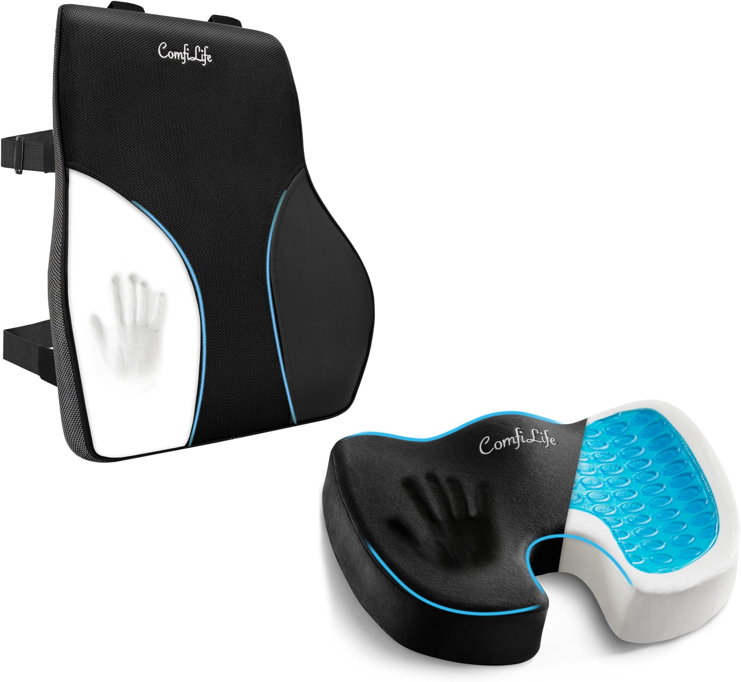 ComfiLife Lumbar Pillow + Gel Enhanced Seat Cushion Bundle