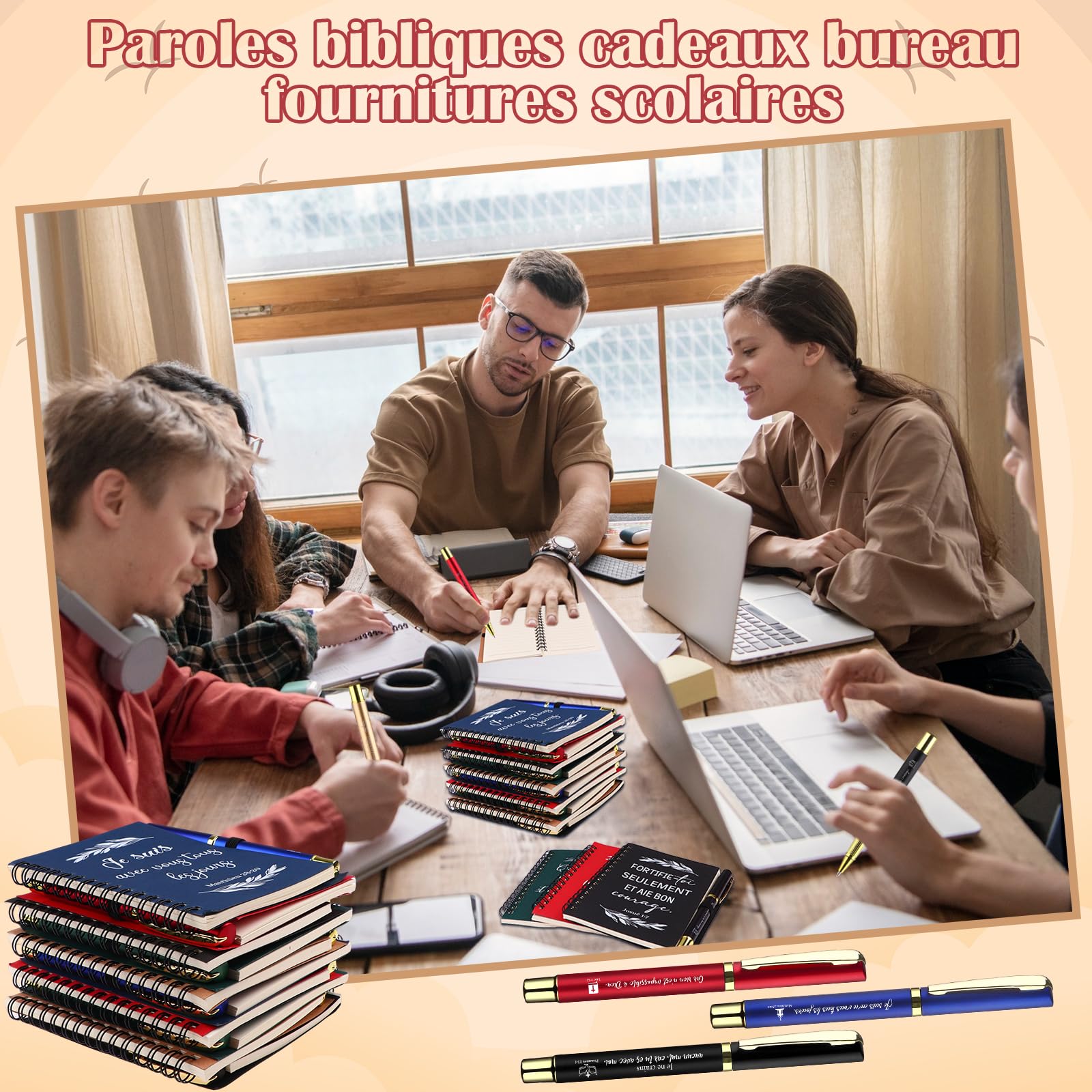 Coffret cadeau chrétien 20 carnets et stylos chrétiens en vrac journaux de prière avec versets bibliques stylo à bille religieuses inspirantes cadeaux pour lui elle collègue d'église,Multicolore