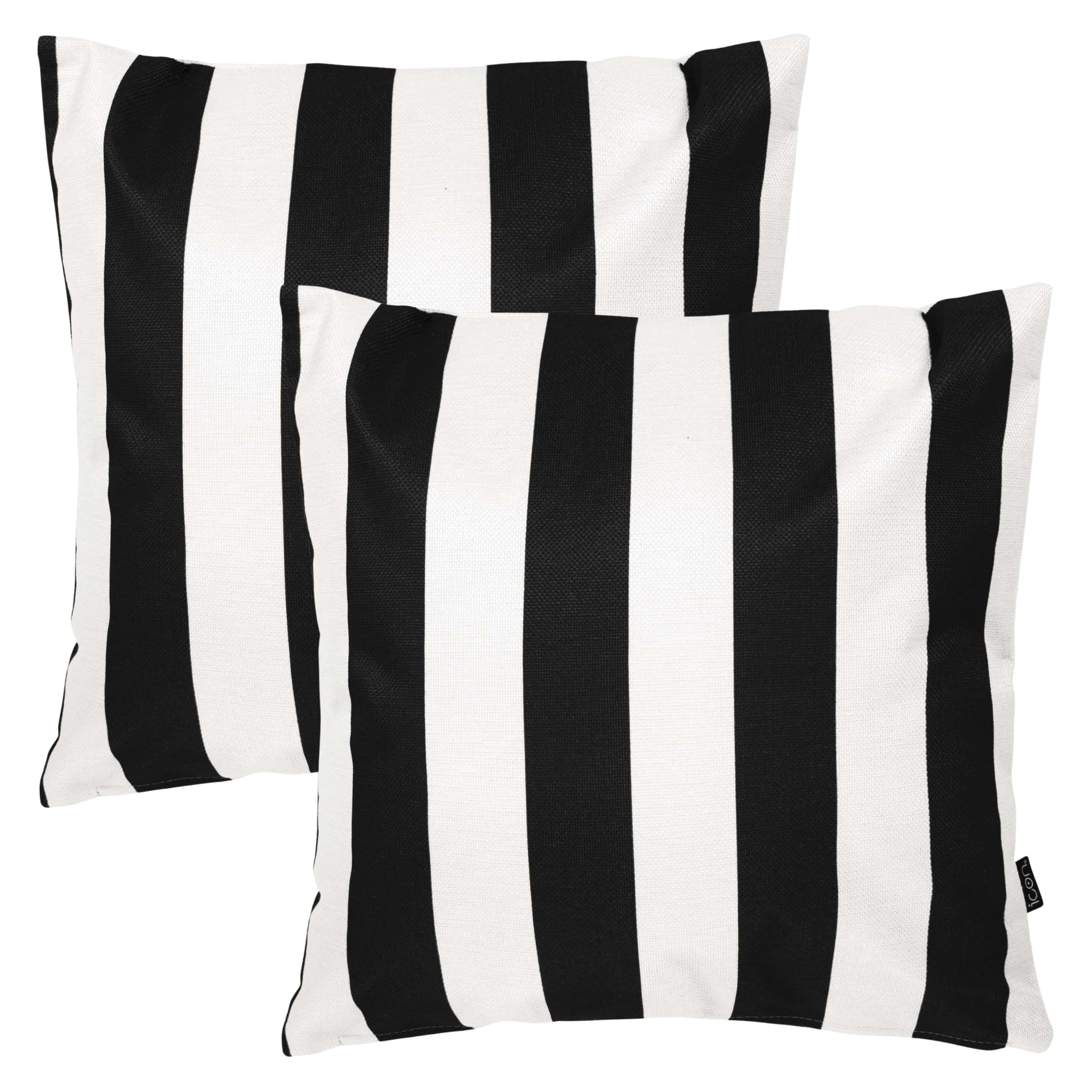 Icon Black Indoor Outdoor Cushions Filled, Boho Collection, Set Of 2, 43Cm X 43Cm, Water Resistant, Outdoor Cushions For Garden Furniture, Lounge, Garden, Patio