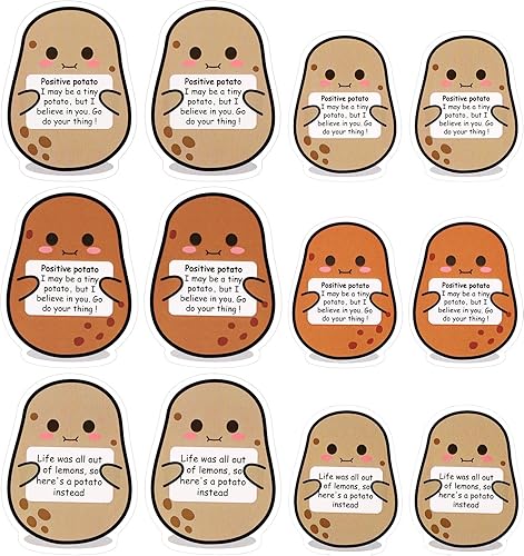 48 mini calcomanías divertidas de patatas positivas, lindas calcomanías para regalo de cumpleaños y decoración de fiestas