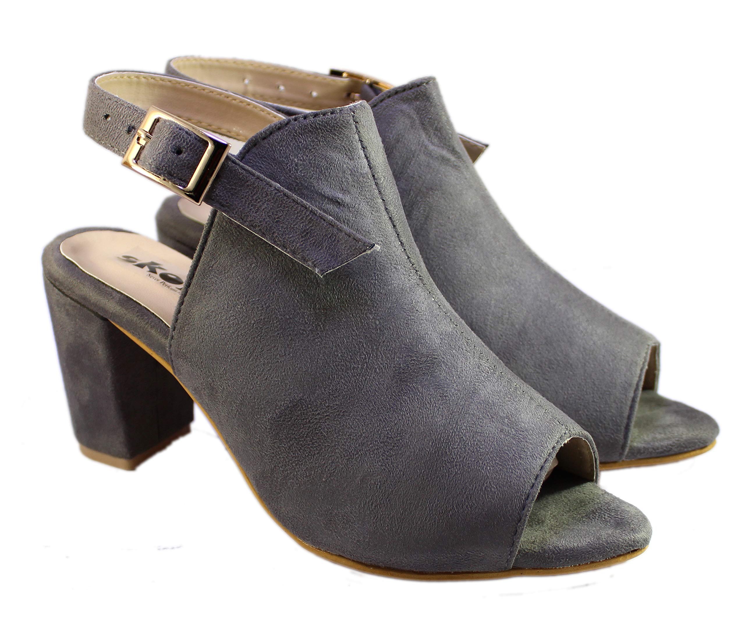 SKOLL Women Grey Block Heel Pep Toe Ankle Strep Fashion Sandal 36 (B08TTDFXKT) Amazon Price History, Amazon Price Tracker