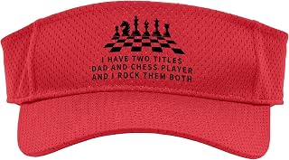 Chess Player and Dad Proud Men Funny Chess Sport Sun Visor, Youth, One Size, Red