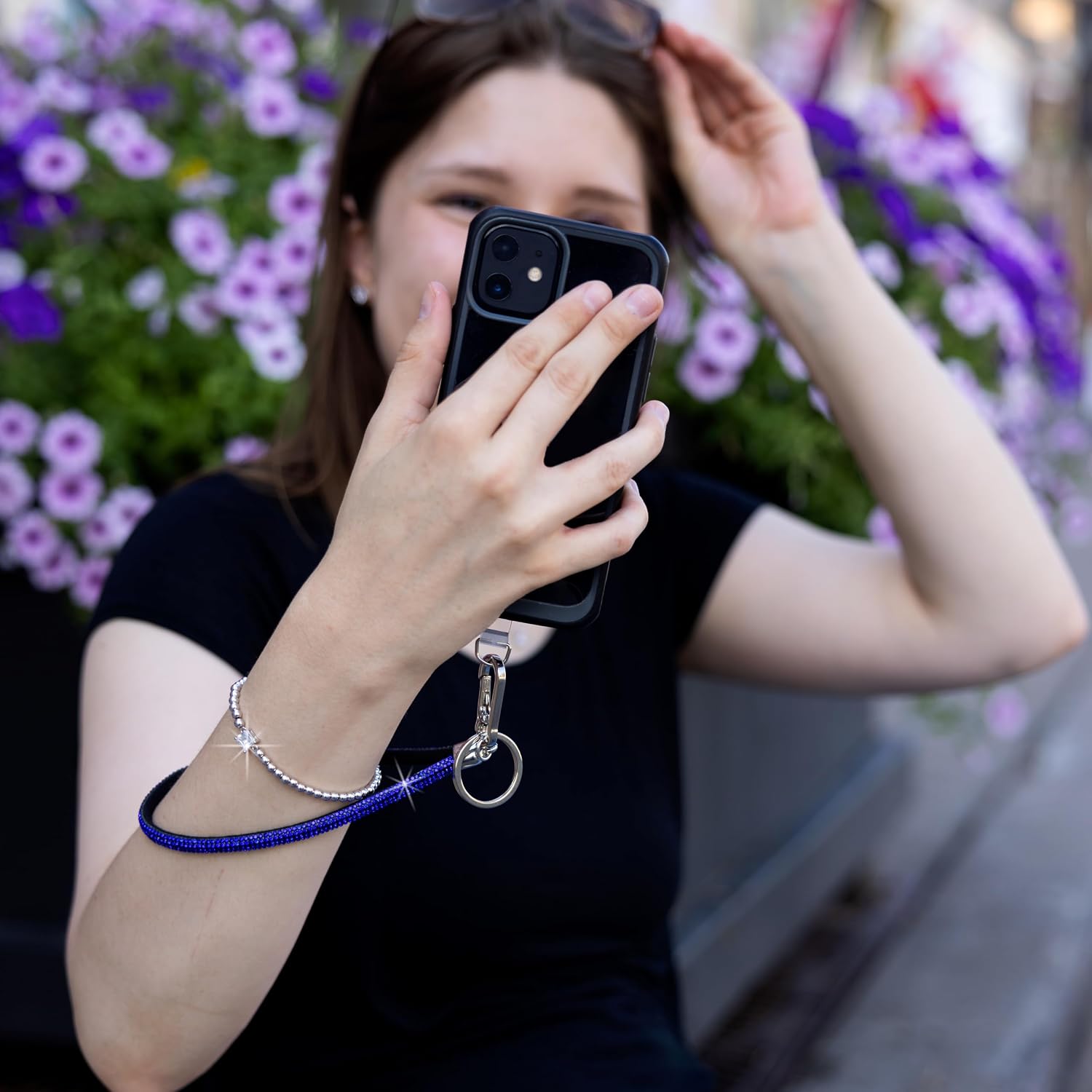 Pavilion Gift Company - Cobalt Wristlet - Soft Gemmed Multifunctional Wristlet Hands-Free Stylish Anti-Theft Universal Detachable Cell Phone Case Accessory image 3