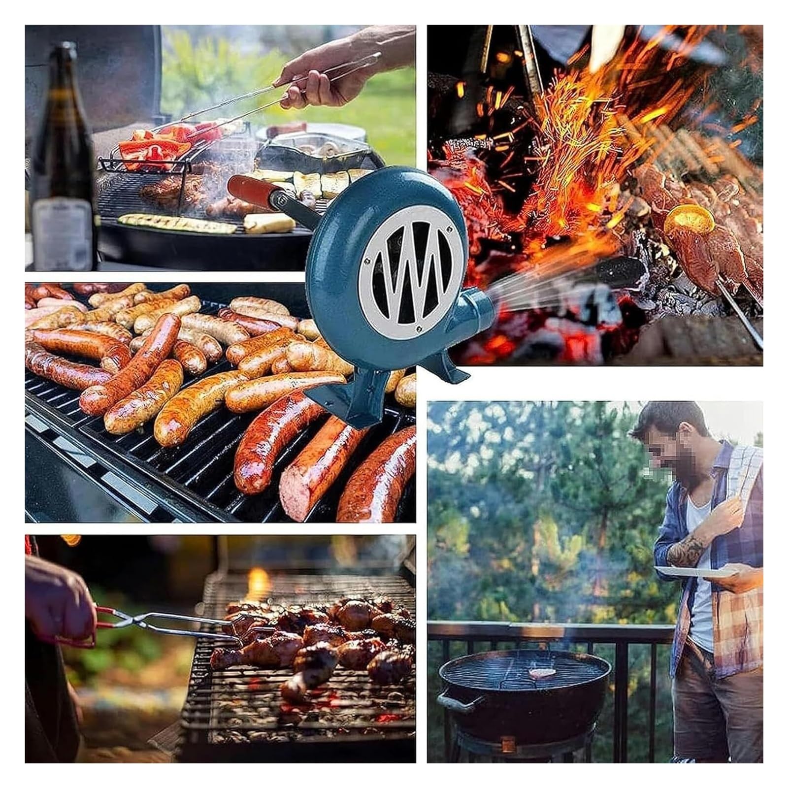 Dmuchawa kuźnicza z korbą ręczną, wytrzymały żelazny wentylator przekładniowy na kemping, gotowanie i grill, narzędzie do grillowania