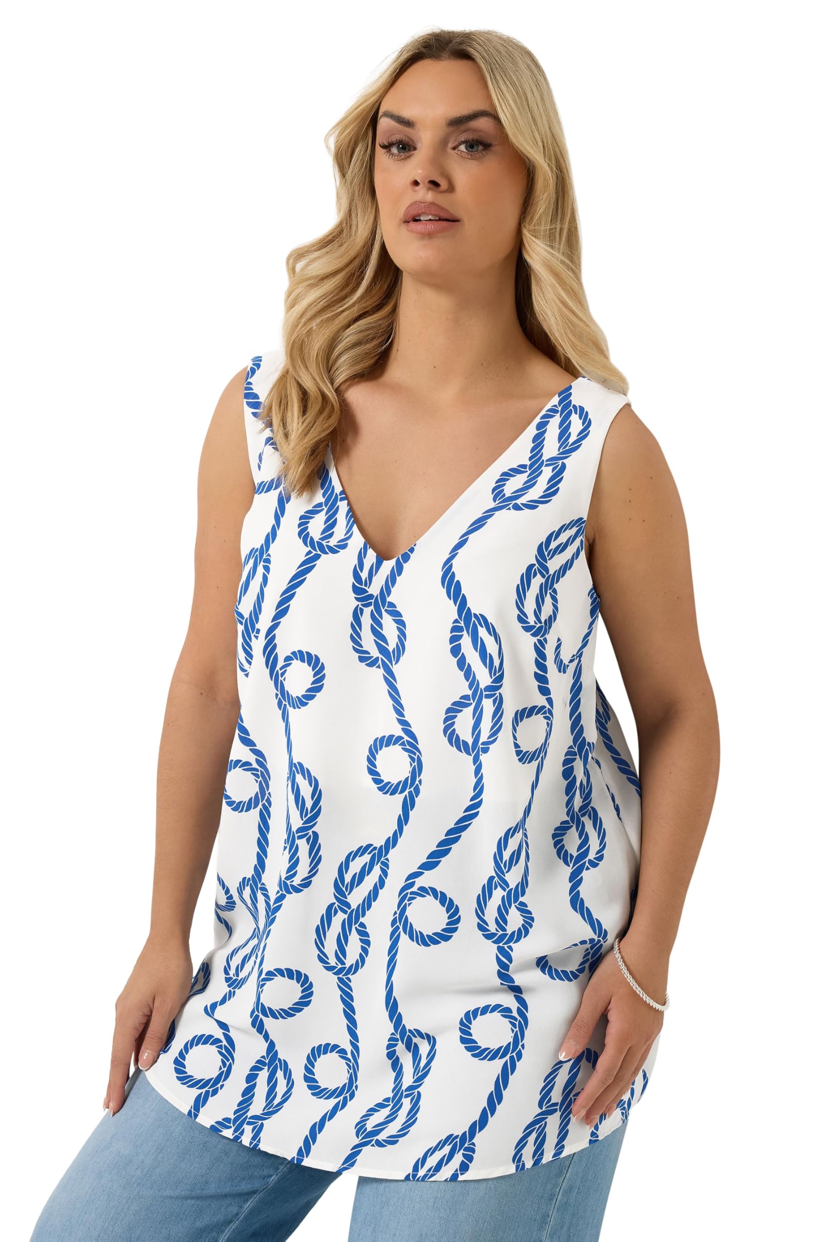 Yours Curve Swirl Cami Vest Top - Women's - Plus Size Curve White
