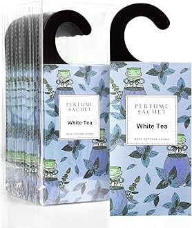 ROSE COTTAGE Large 12 Packs White Tea Hanging Closet Deodorizer Air Freshener Long Lasting Scented Sachets Smell Goods for House