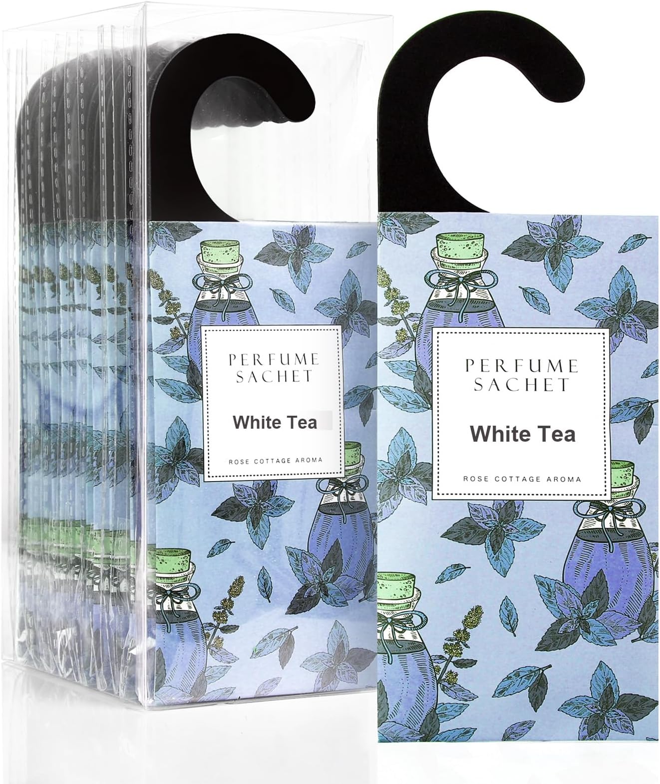 ROSE COTTAGE Large 12 Packs White Tea Hanging Closet Deodorizer Air Freshener Long Lasting Scented Sachets Smell Goods for House