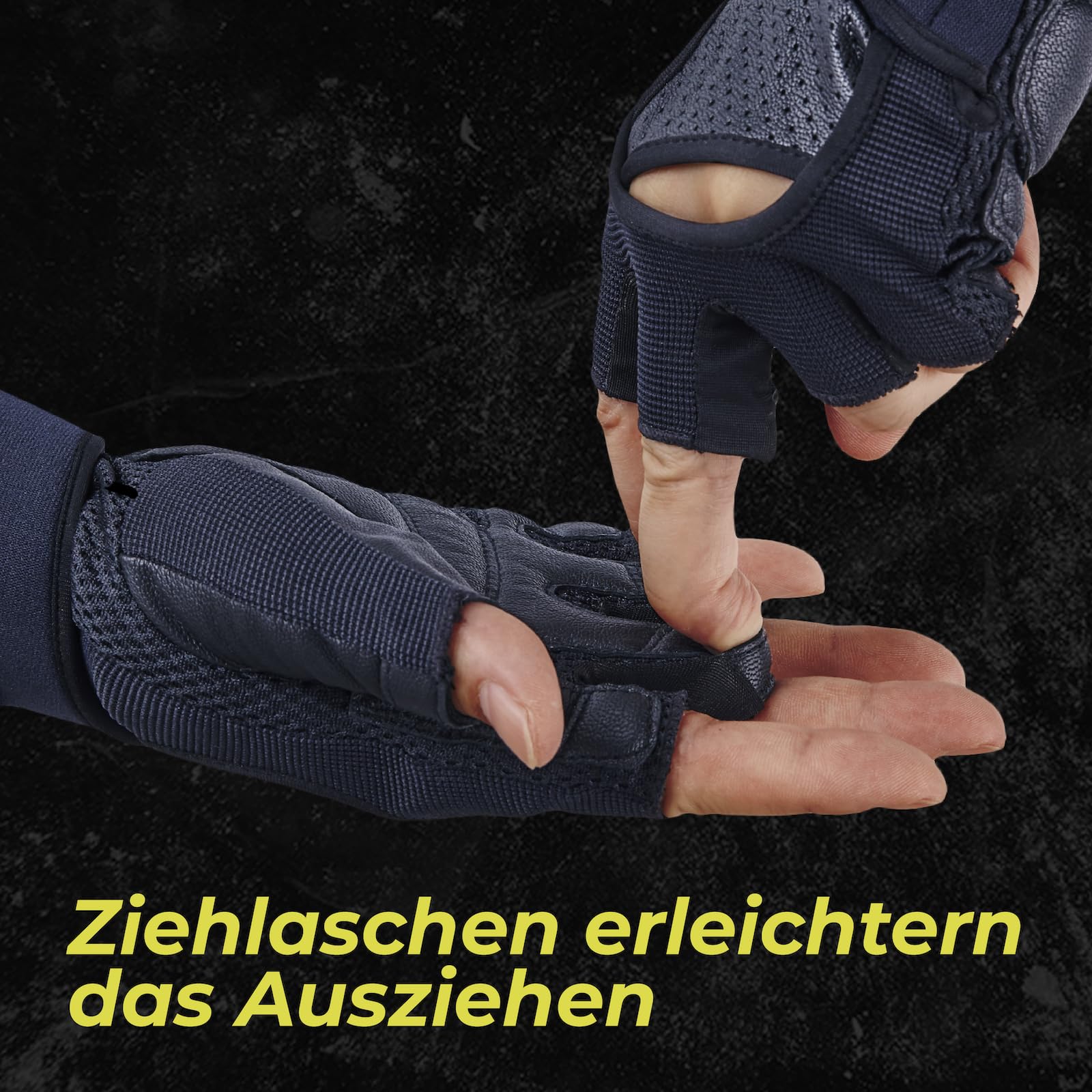 OOZi Guanti da fitness senza dita per uomo e donna, fascia da polso, resistenti impugnature in vera pelle sul palmo della mano, guanti da allenamento per sollevamento pesi, palestra