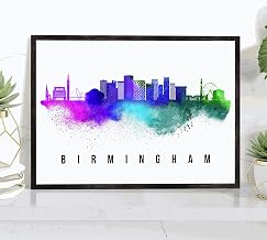 Birmingham Skyline United Kingdom Poster, Birmingham Cityscape Painting, United Kingdom Poster, Birmingham Cityscape and Landmark Print, Home Wall Art, Office Wall Decor