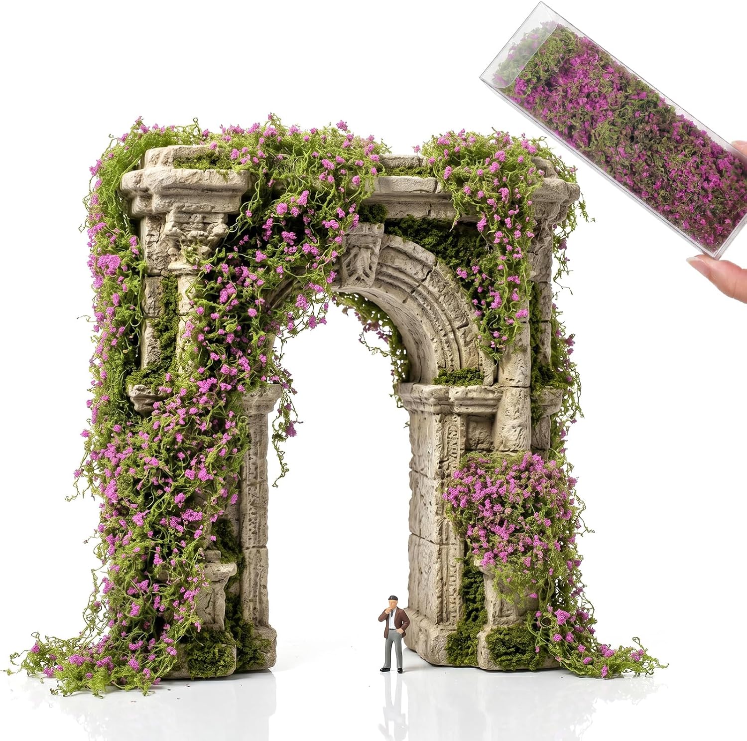 Miniature Plants for Dioramas, Artificial Moss for Diorama Supplies, Rainforest Diorama Supplies for Model Train, Fairy Garden, Miniature Scenery(Purple)