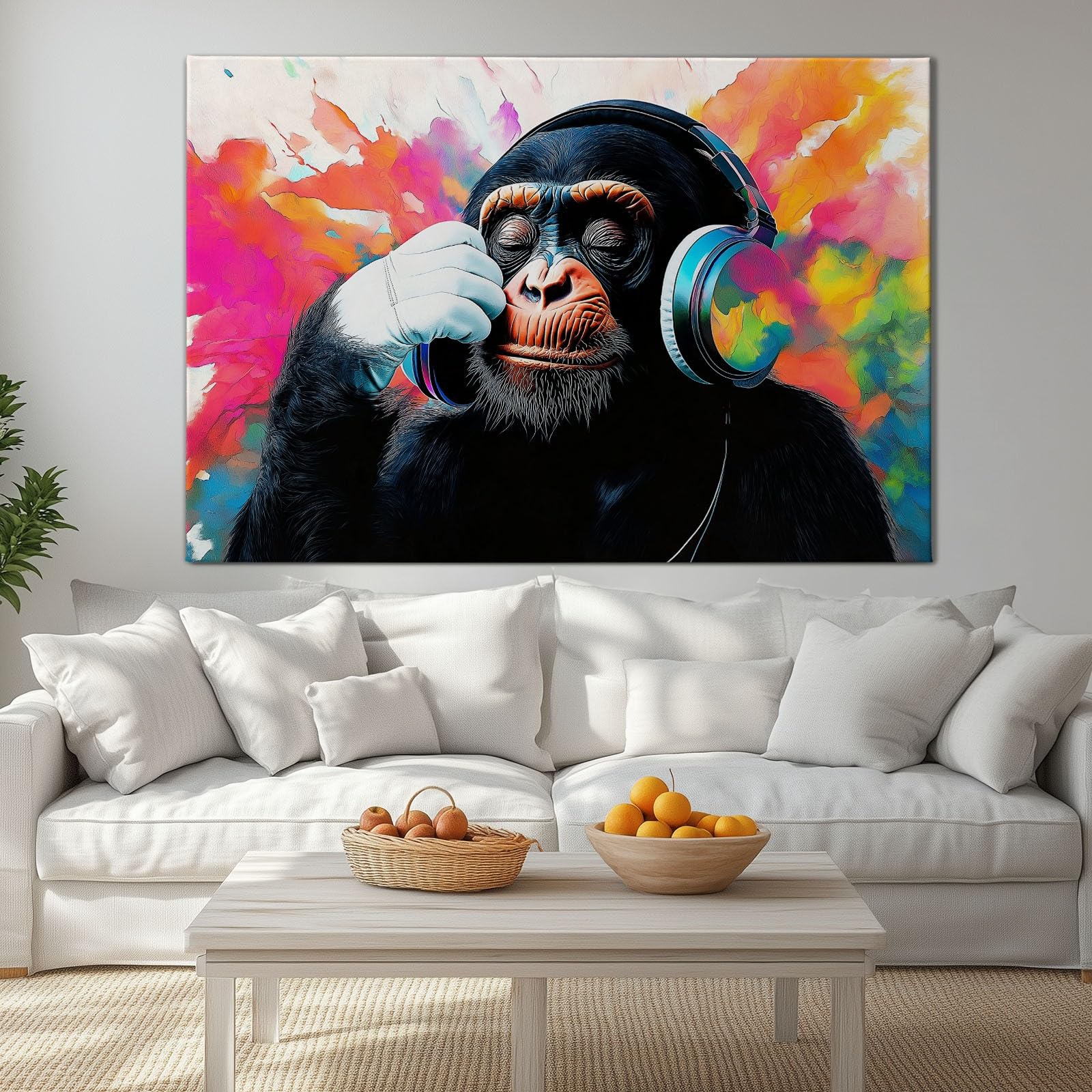 Générique Cadre en Bois Impression sur Toile Singe Abstrait Gaming Salle de Jeux, Tableau Image sur Toile 100x75 cm Tableau Decoration Murale Salle de Jeux Gaming Chambre Garçon