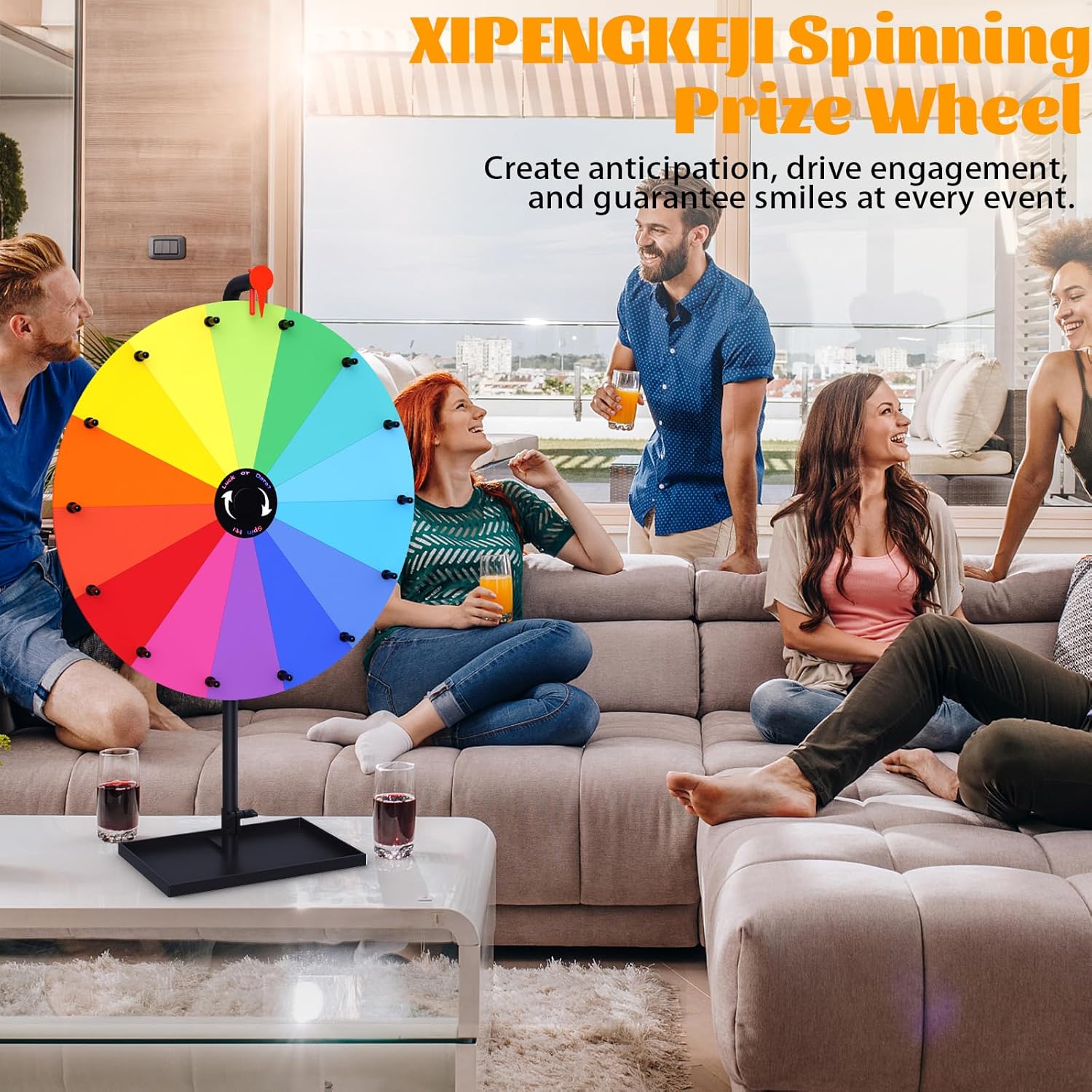 Casino Prize Wheels,24 Inch Tabletop Spinning Prize Wheel, Spin Doodle Game Spinner, Storable Prize Wheel Spinner with Stand, Wheel of Fortune Game, Suitable for Family Games, Party Games