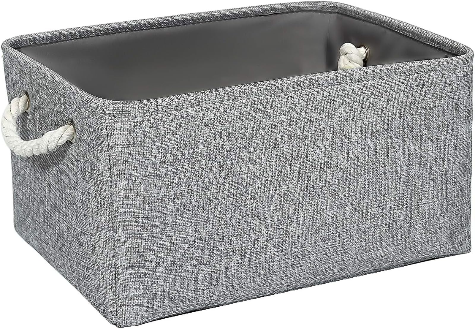 Closet Storage Bins, Foldable Fabric Storage Box, Linen Storage Baskets with Rope Handle, Toys Storage Bins Clothes Storage Containers Organizers for Organizing Toys, Books, Shelves (M:36*26*16cm)
