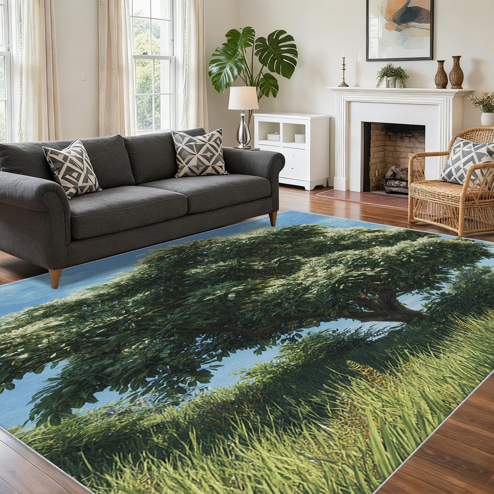 Tapis arbre scenique lavable pour securiser les sols lisses du salon