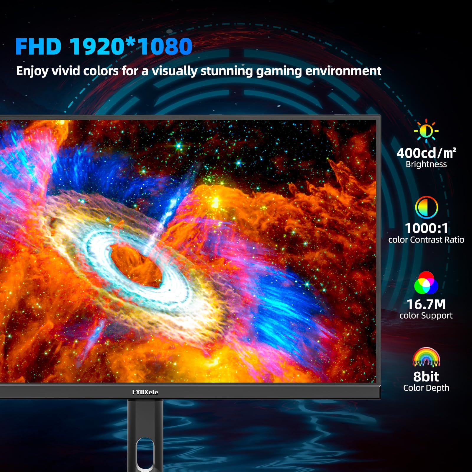 FYHXele Monitor para juegos de 27 pulgadas, 380Hz, FHD 1080P, 0.5 ms, sin marco, monitor de computadora ultra delgado, monitor vertical ajustable de altura/pivote/giratorio/inclinación, compatible con