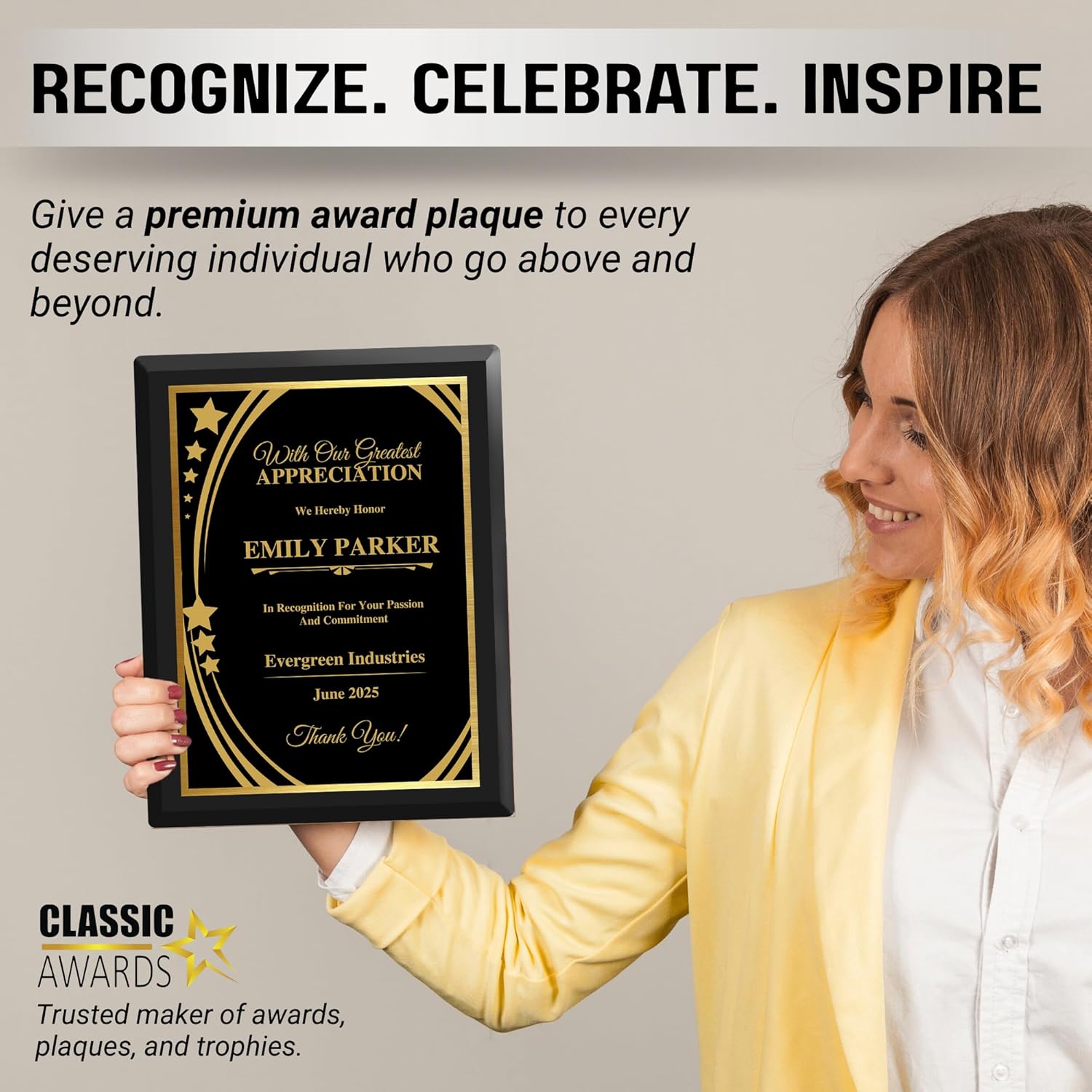Elegant Custom Plaque - Add Your Own Text or Logo - Personalized Award Plaque for Employee of the Month, Ideal as Recognition Awards for Employees, Retirement, and Service Appreciation (Greatest Appreciation, 7" x 9")