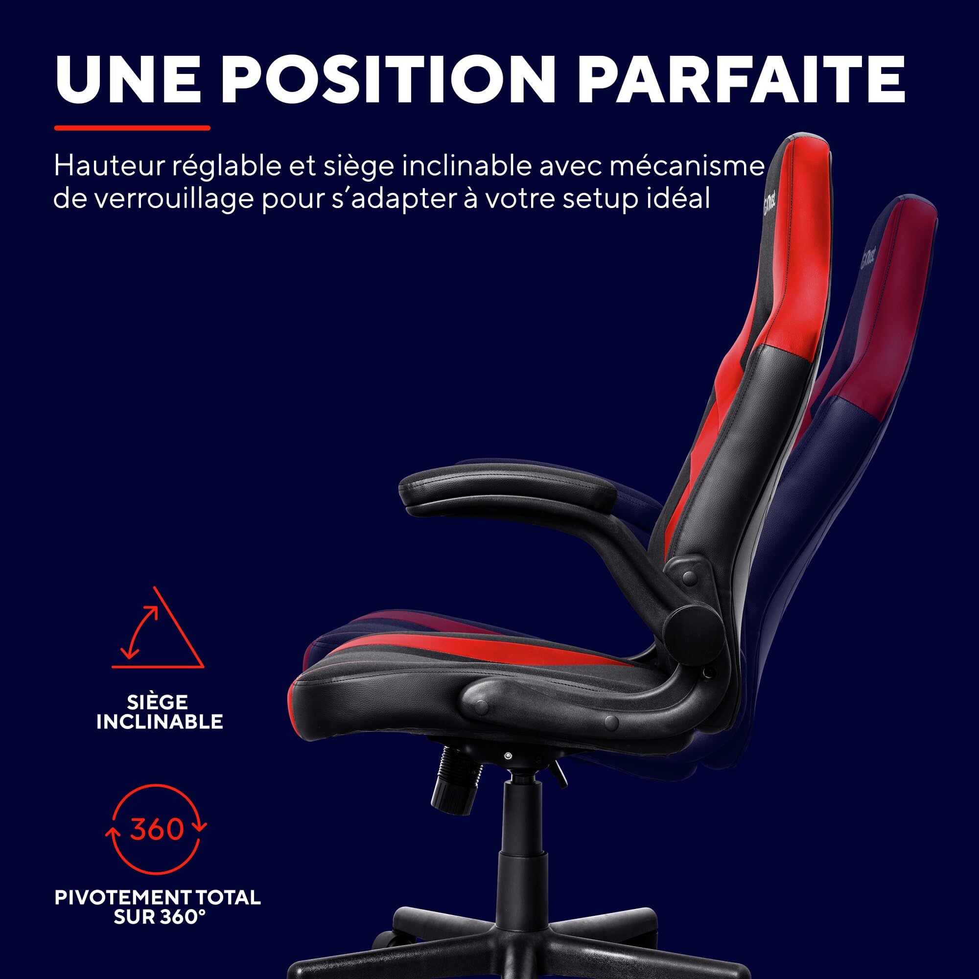 GXTrust Yezz Chaise Gaming avec Accoudoirs Rembourrés, Rouge