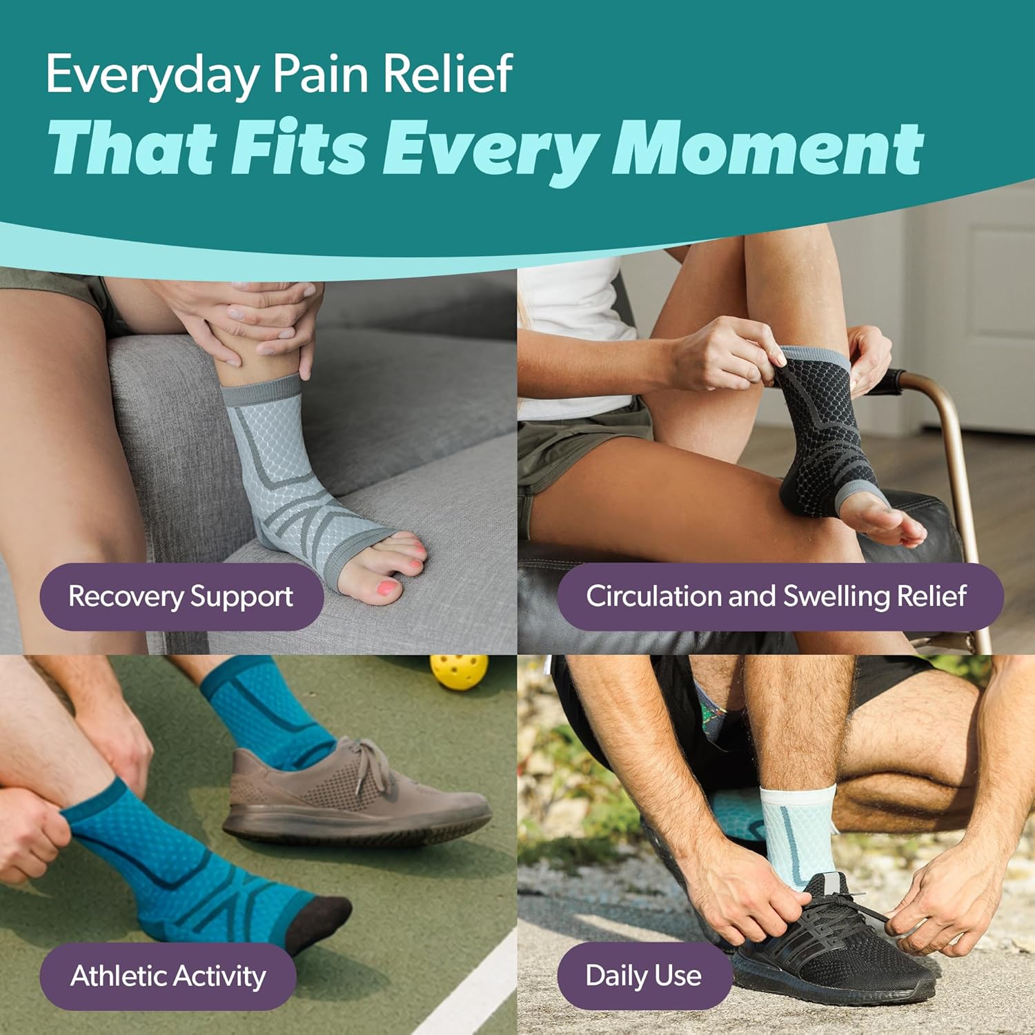BraceAbility Athletic Ankle Compression Socks for Men and Women - Toeless Running Ankle Brace Support Sleeves for Sports, Workouts, Plantar Fasciitis, Achilles Tendonitis, Foot Pain (XL - Light Blue)