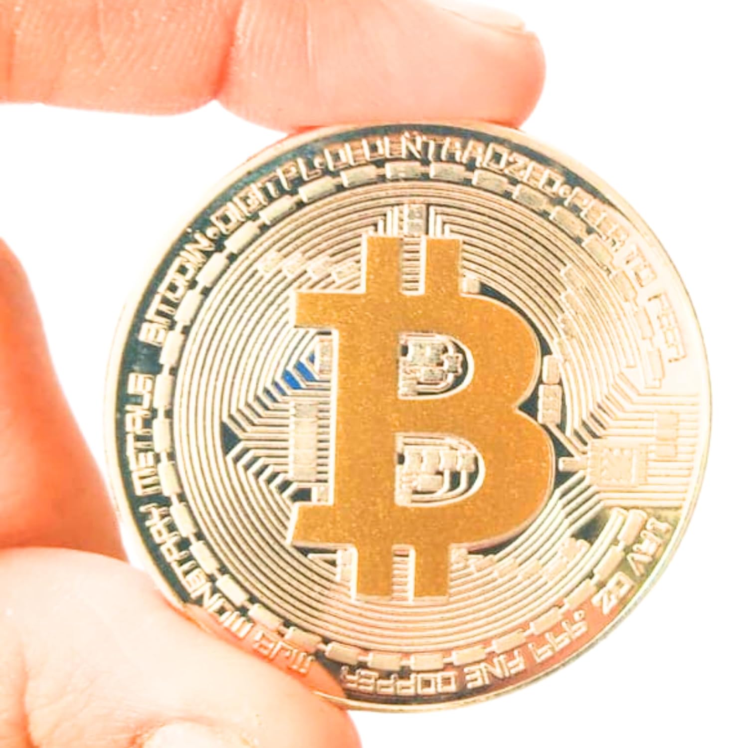 Craftbia Shining Silver and Gold Metal BTC Bitcoin Coin – Special Edition Metal Coin with Gold Plating | 32g | 40mm | Includes Acrylic Case